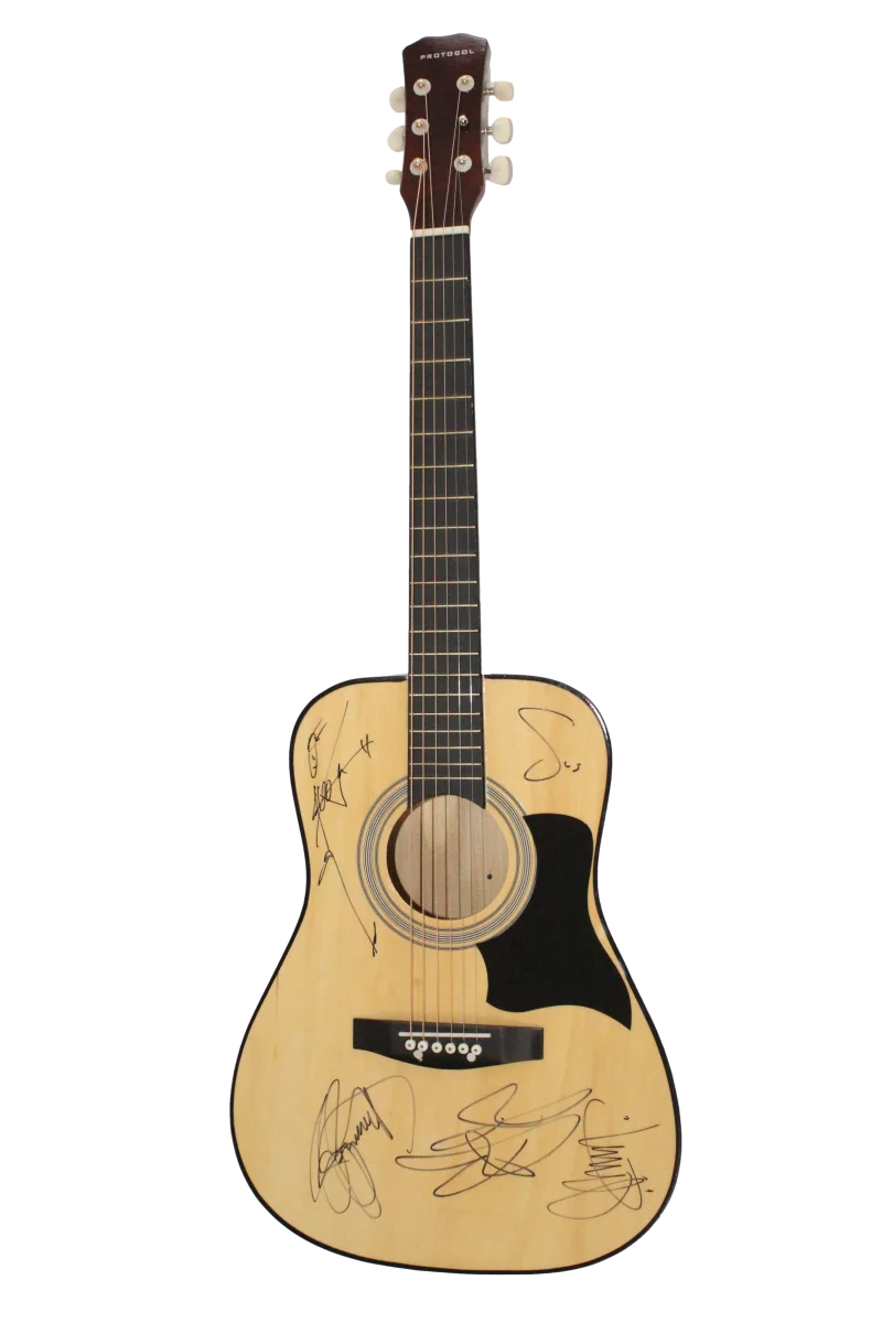 Ryan Delahoussaye, Jeremy Furstenfeld, Justin Furstenfeld, Matt N — Blue October Full Band x5 Signed Autograph Acoustic Guitar w/ JSA COA, изображение 2