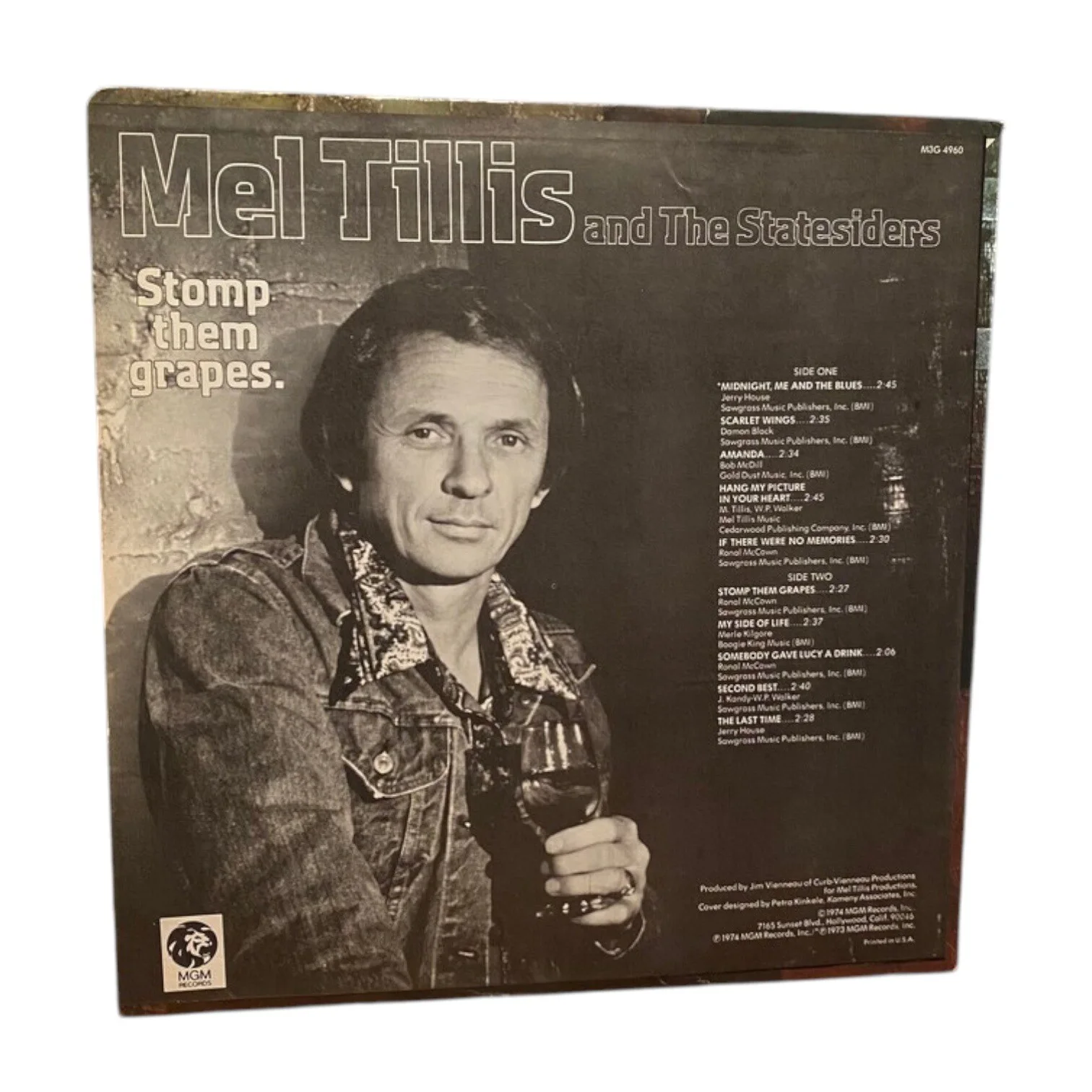 Mel Tillis Signed Autograph “Stomp Them Grapes” Vintage Record Album M3G-4960, image 3