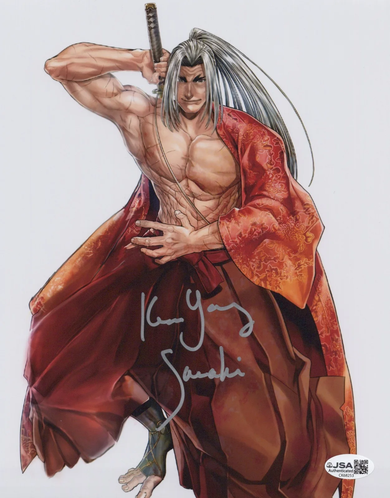 Keone Young — Record of Ragnarok 8x10 photo of Sasaki Kojiro signed by Keone Young JSA COA