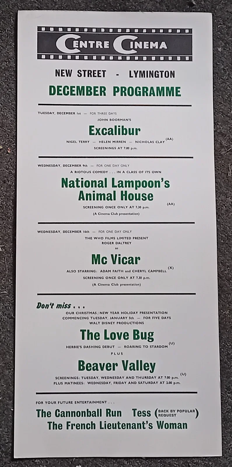 Eight 1980's Centre Cinema Lymington Window Card Posters, image 3