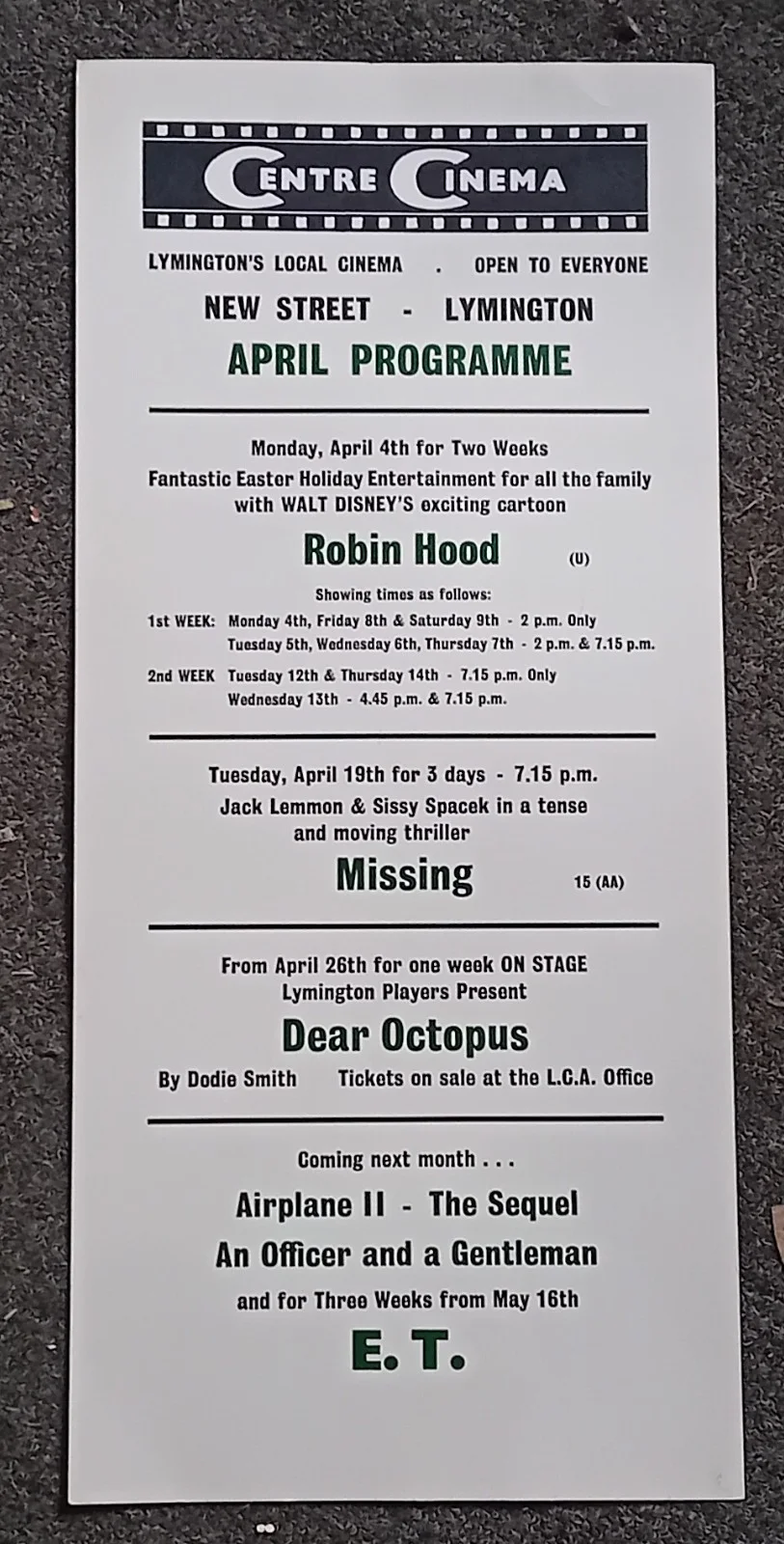 Eight 1980's Centre Cinema Lymington Window Card Posters, image 4