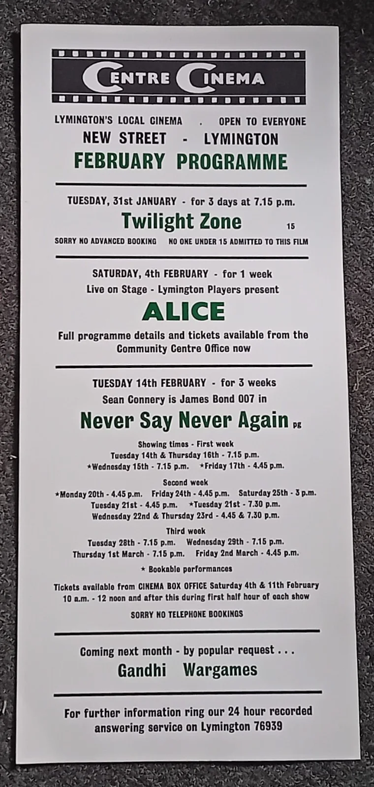 Eight 1980's Centre Cinema Lymington Window Card Posters, image 5