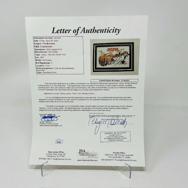 The Monkees Autographed X3 1997 Justus- Reunion World Tour All Access Pass JSA, image 5
