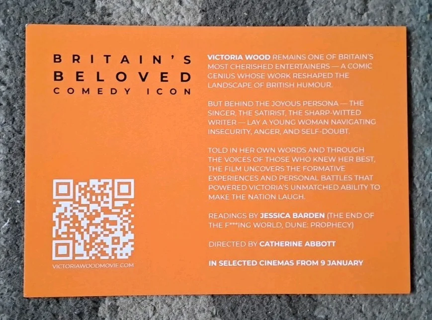Becoming Victoria Wood Promotional Postcard size flyer for 2026 Cinema release, изображение 2