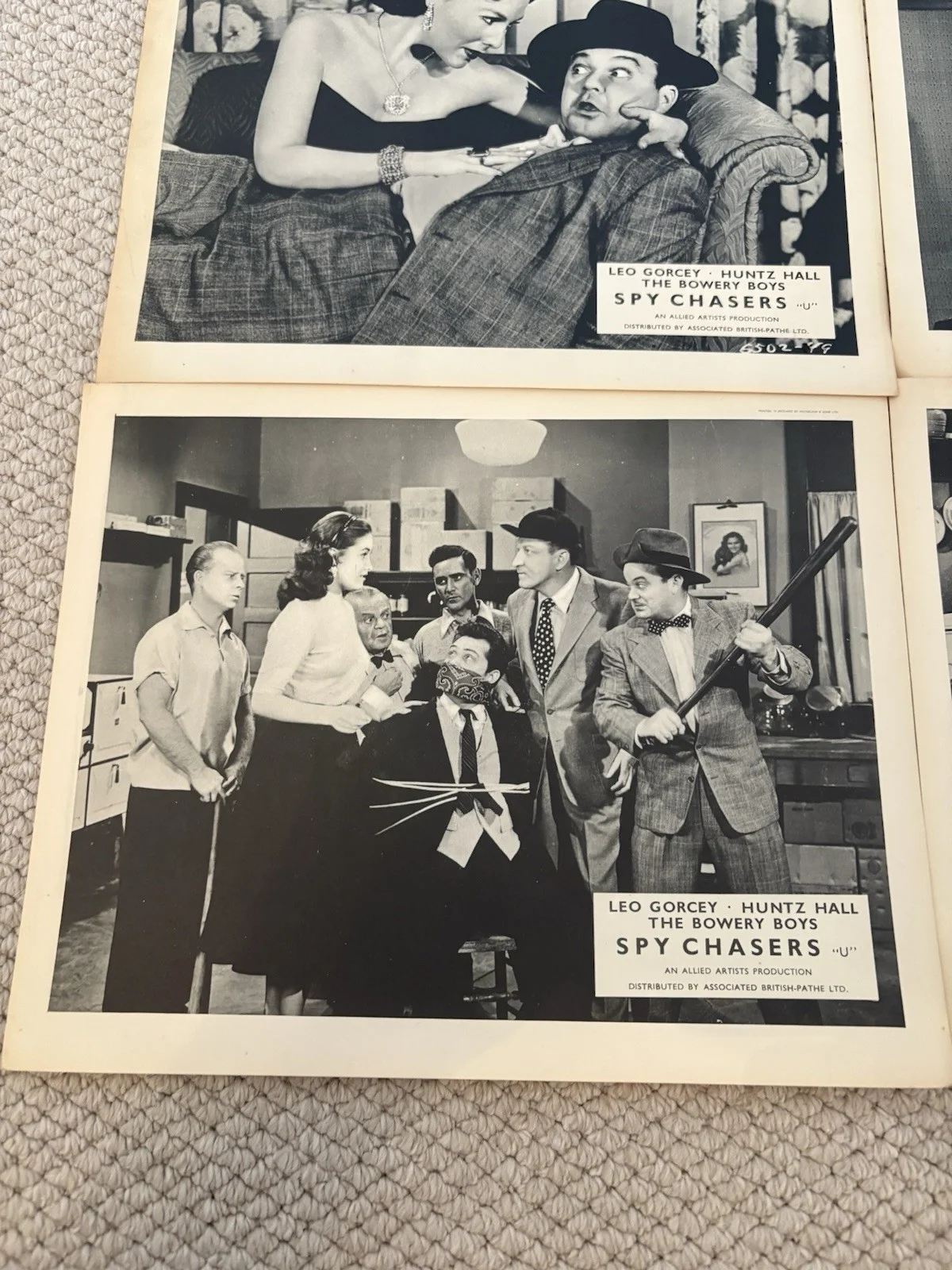 x8 Original UK 1955 B&W Spy Chasers Lobby Cards Leo Gorcey The Bowery Boys Huntz, image 3