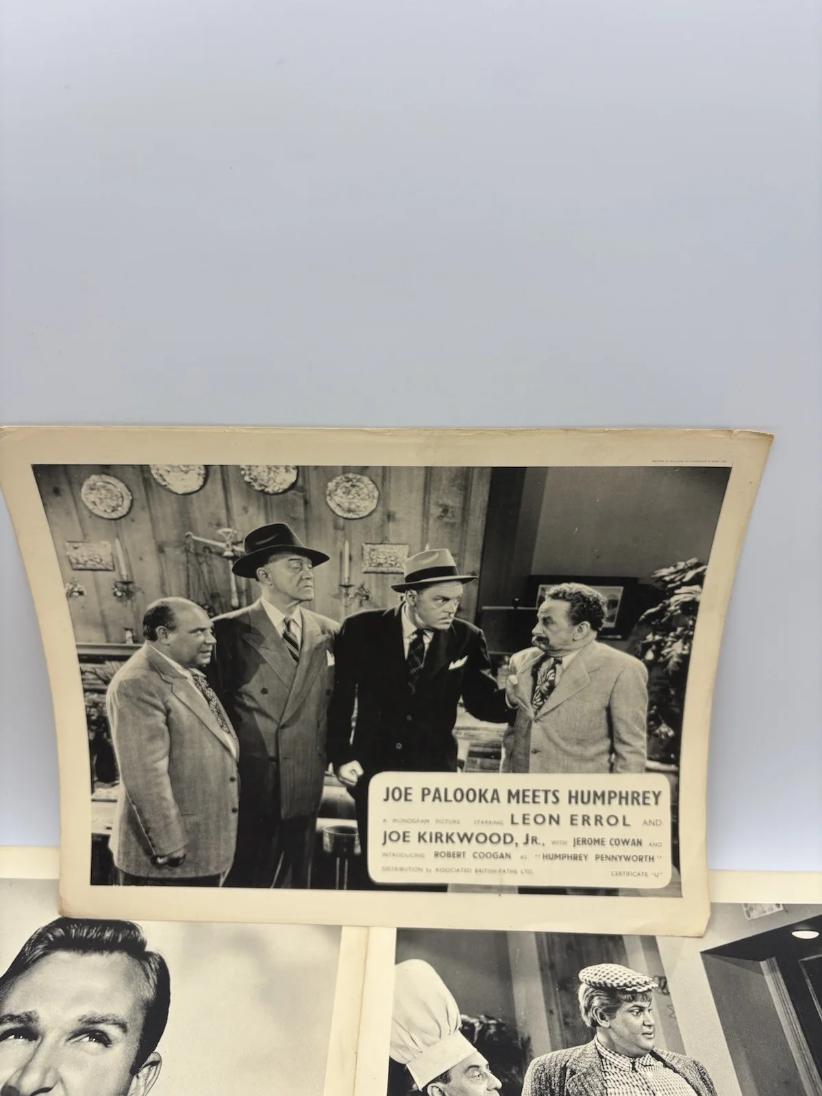 x5 Original UK 1950 B&W Joe Palooka Meets Humphrey Lobby Cards Leon Errol, изображение 4