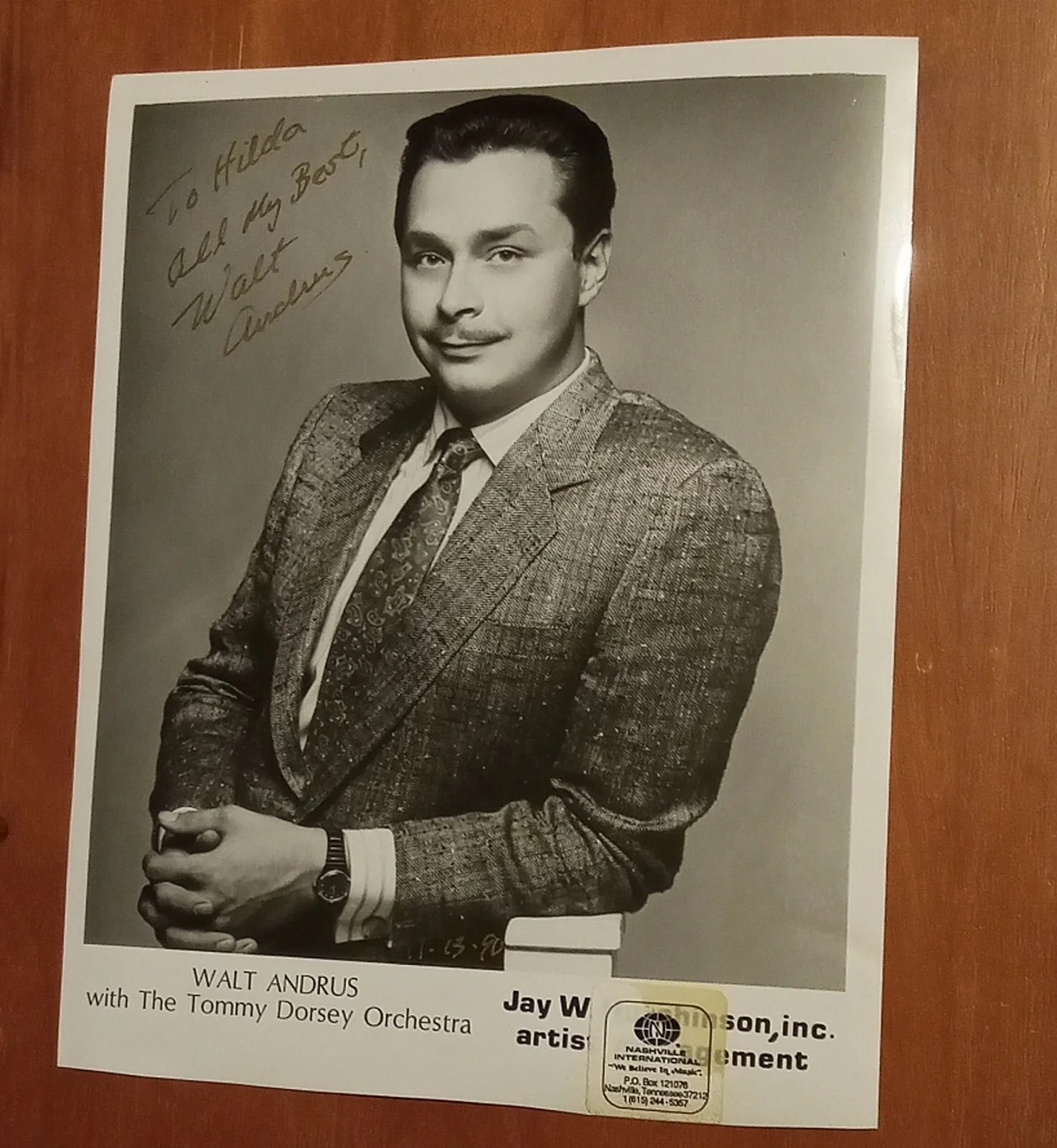 Walt Andrus vocalist Tommy Dorsey Orchestra HAND SIGNED Autograph Photo Picture, изображение 5