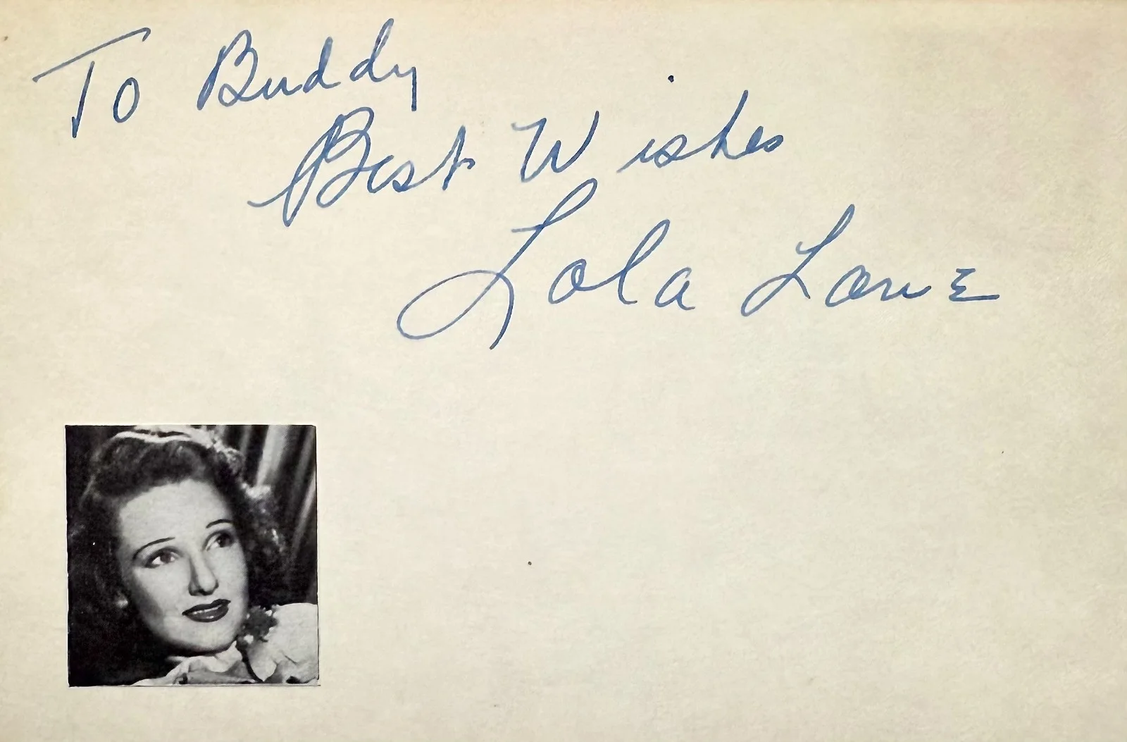 Lola Lane — LOLA LANE Signed Autograph 4x6 INDEX CARD Four Wives Marked Woman Four Daughters, изображение 3