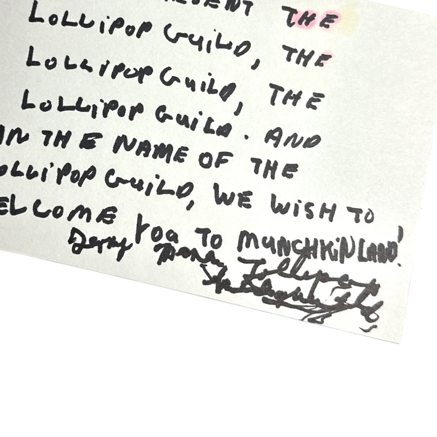 Jerry Maren — Jerry Maren (d. 2018) Autograph Signed 4x6 Wizard of Oz Handwritten Song Lyrics!, изображение 2