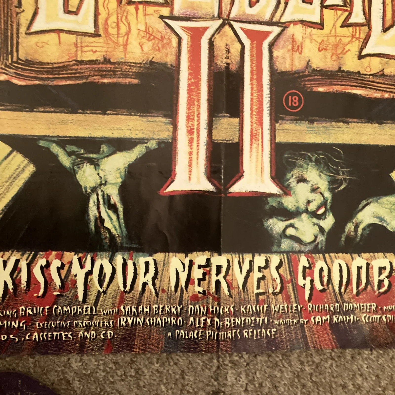 Evil Dead 2 (1987) Quad Cinema Poster 30"x40" Rare, изображение 3