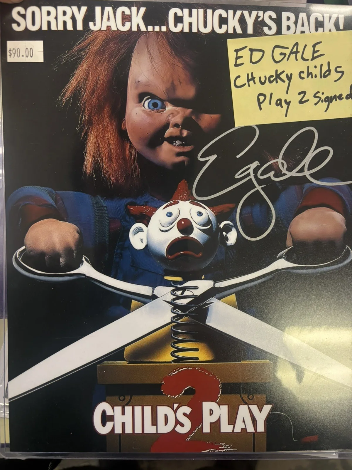 Chucky Child's Play 2 signed 8x10 photo Ed Gale signed brand new, image 4