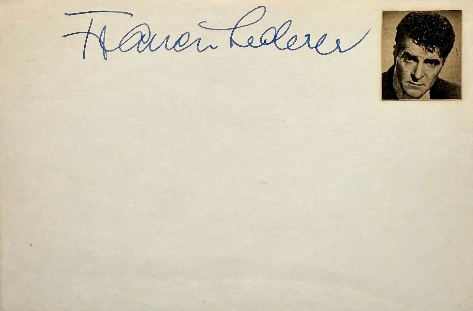 Francis Lederer — FRANCIS LEDERER Signed Autograph INDEX CARD The Return of Dracula Pandora's Box, изображение 3