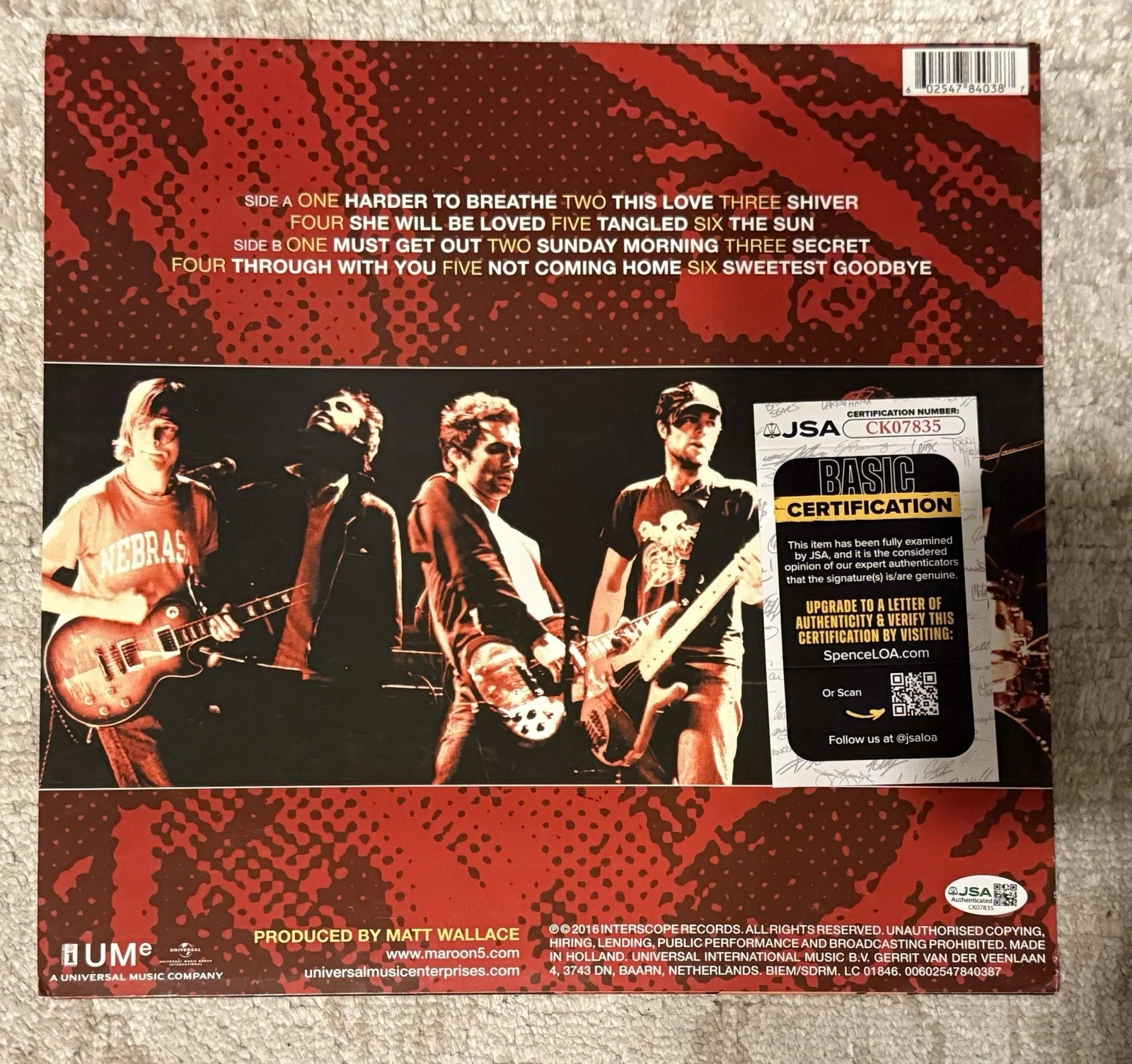 MAROON 5 SIGNED SONGS ABOUT JANE VINYL LP - JSA COA ADAM, JAMES, JESSE, изображение 2