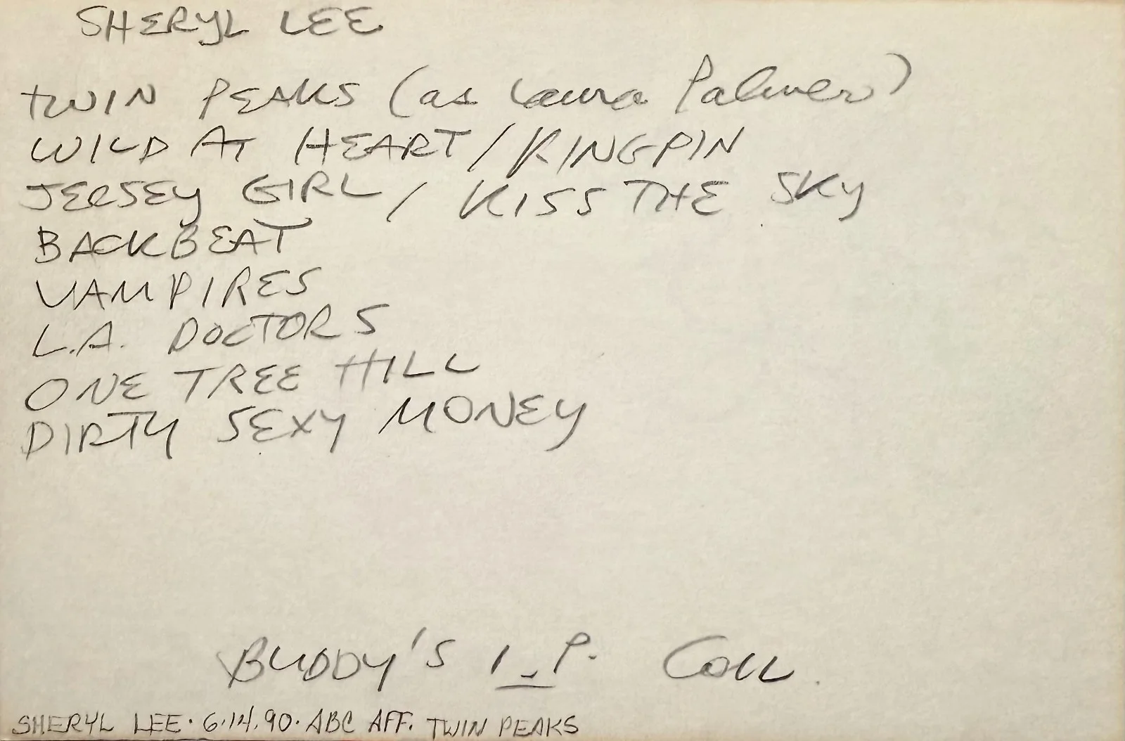 Sheryl Lee — SHERYL LEE Autograph Signed 4"x 6" INDEX CARD Backbeat TWIN PEAKS Bliss VAMPIRES, изображение 2