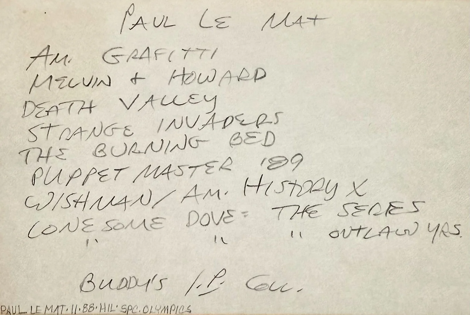 Paul Le Mat — PAUL LE MAT Signed Autographed 4x6 INDEX CARD Strange Invaders DEATH VALLEY, изображение 2