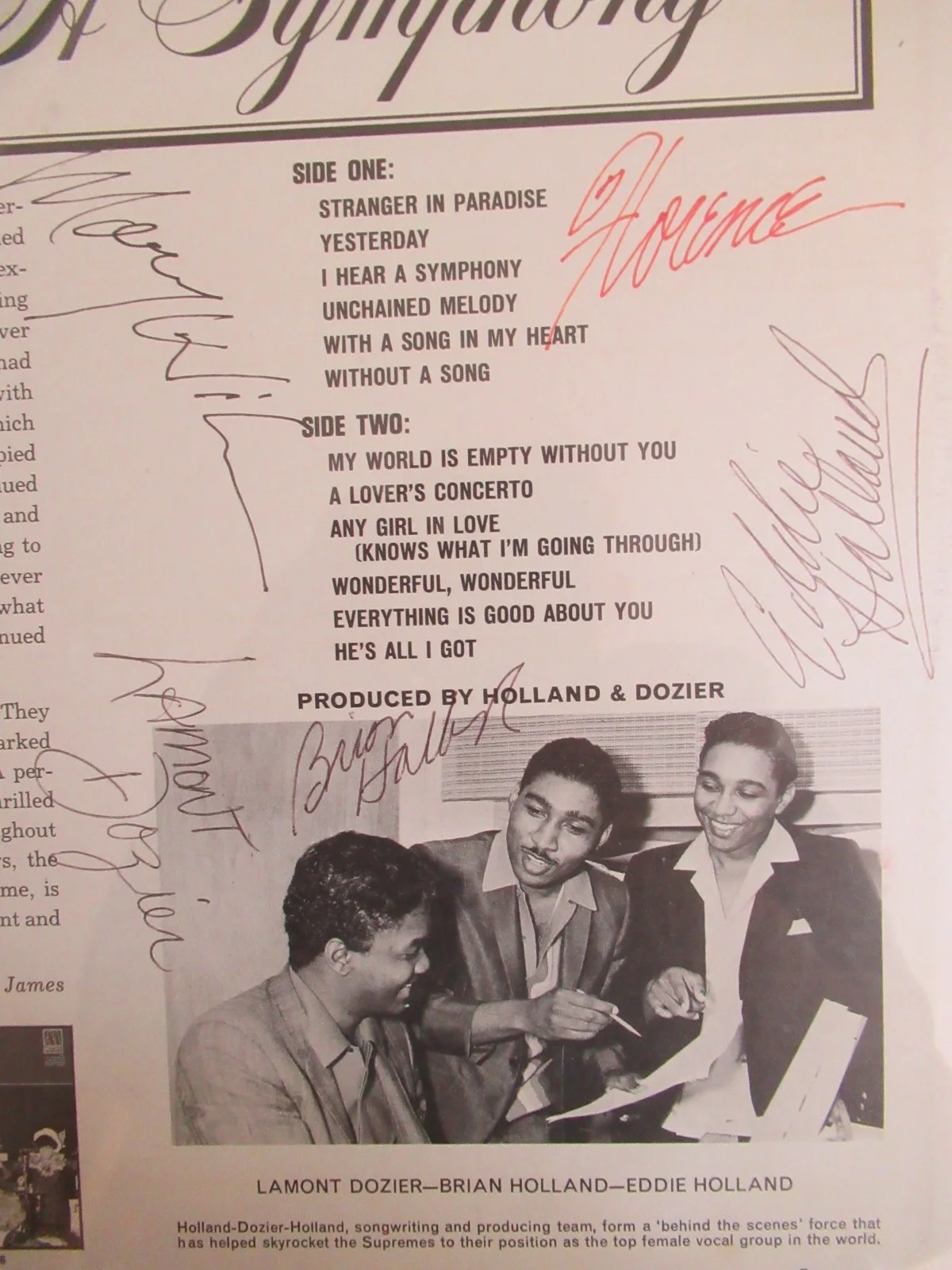 SO RARE! Motown's The Supremes Signed Album with Holland Dozier and Holland, изображение 4