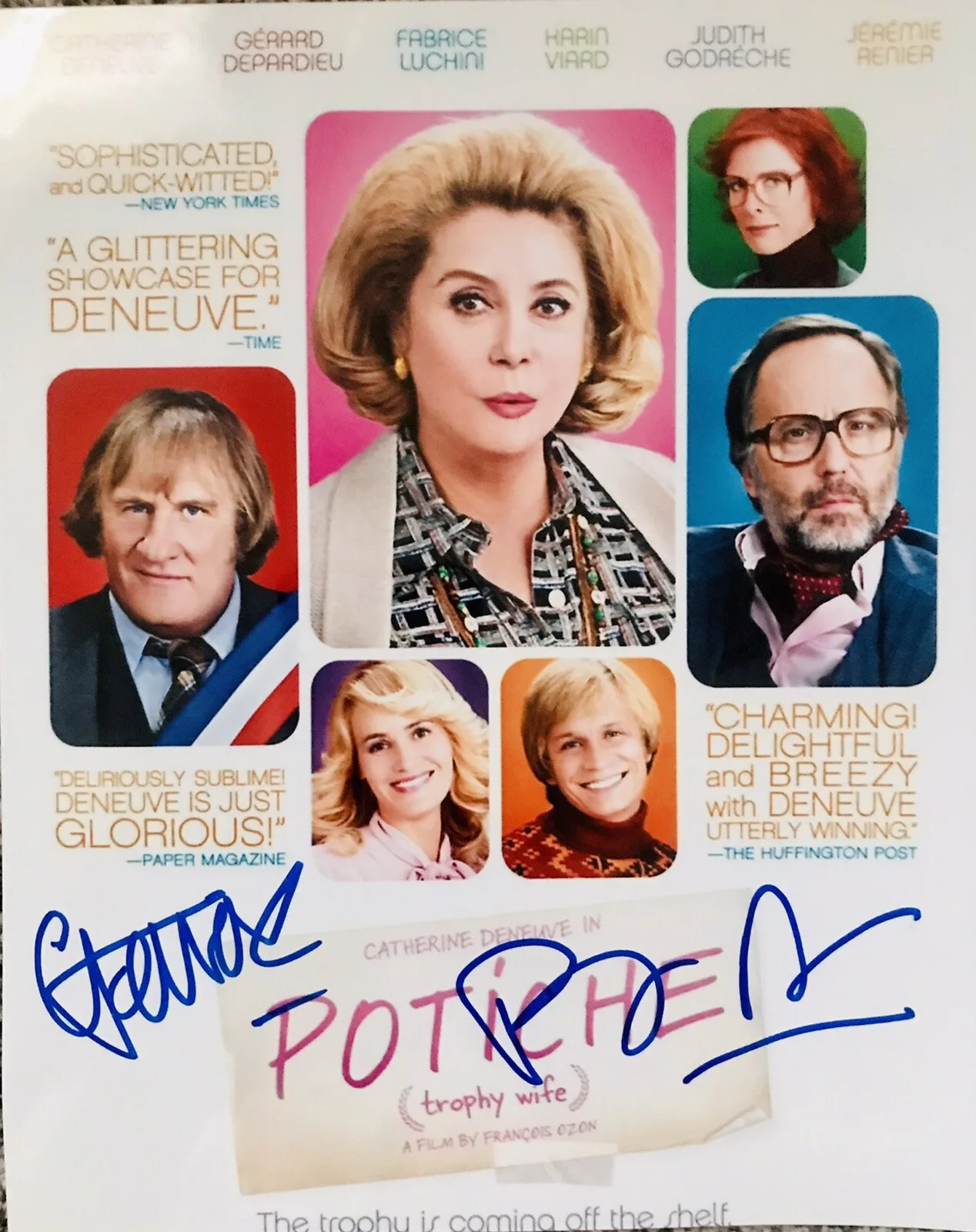 Catherine Deneuve, Francois Ozon — Catherine Deneuve & Francois Ozon signed Potiche 8x10 photo - Exact Proof