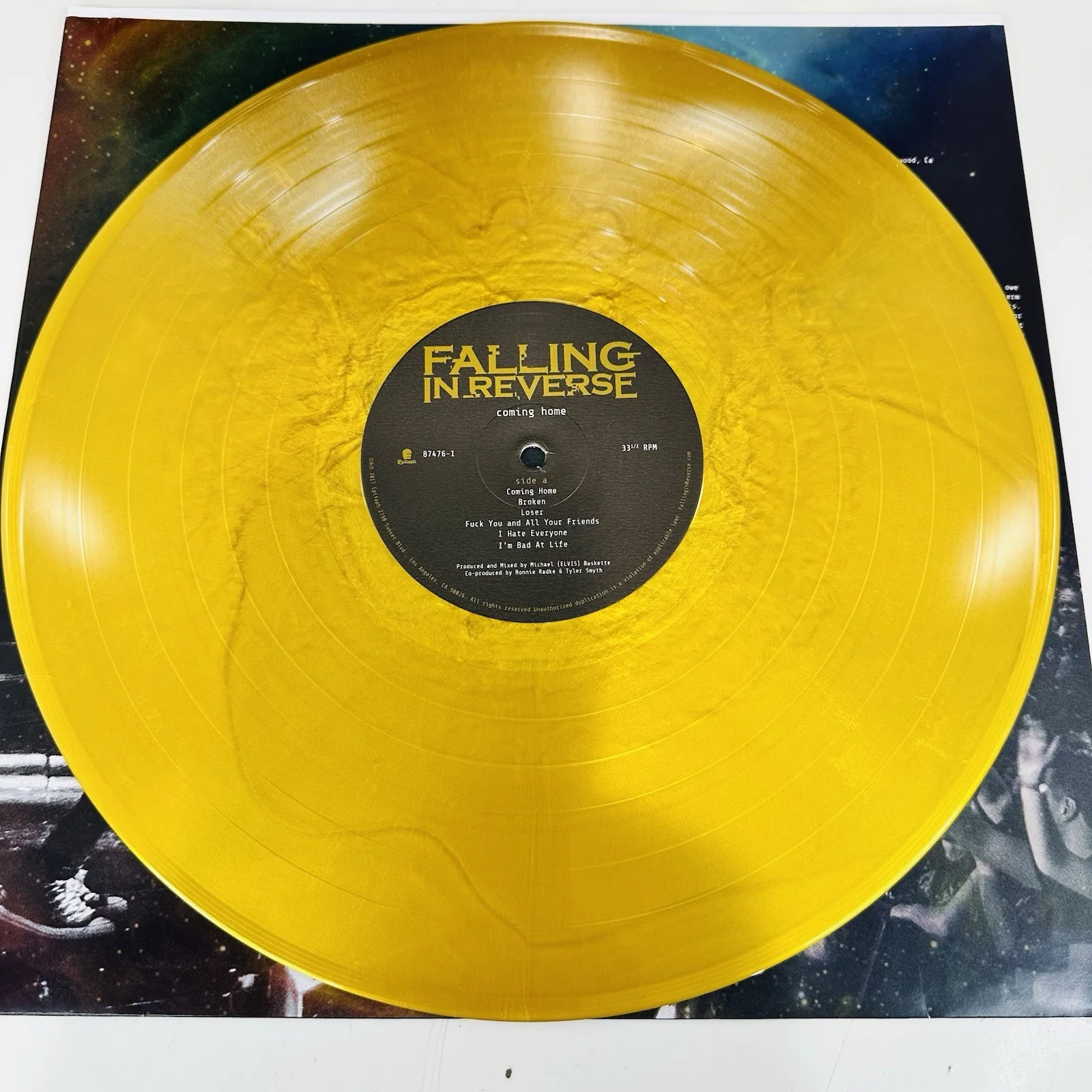 Falling In Reverse Coming Home Gold Variant Ronnie Radke Signed Autograph Vinyl, image 2