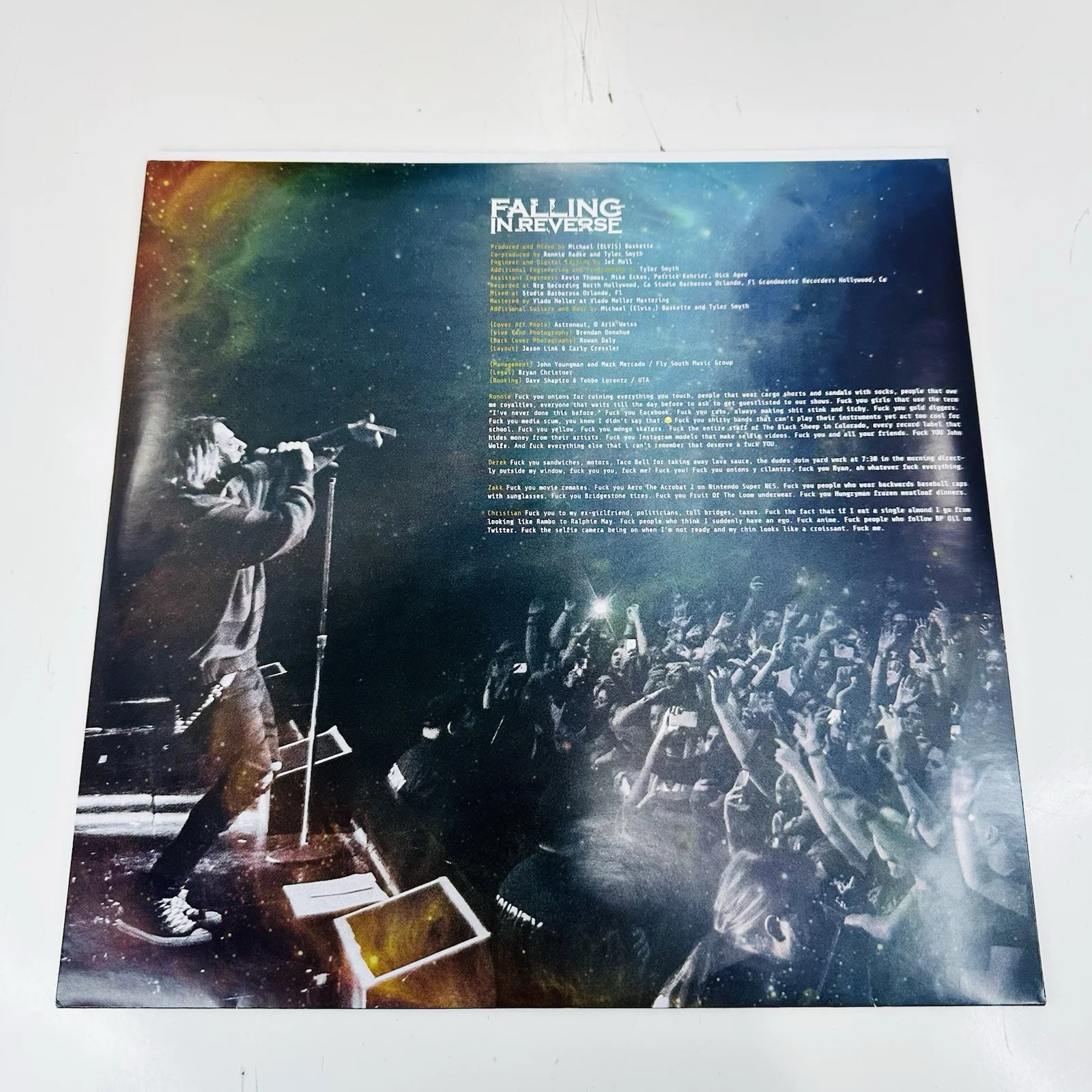 Falling In Reverse Coming Home Gold Variant Ronnie Radke Signed Autograph Vinyl, image 4