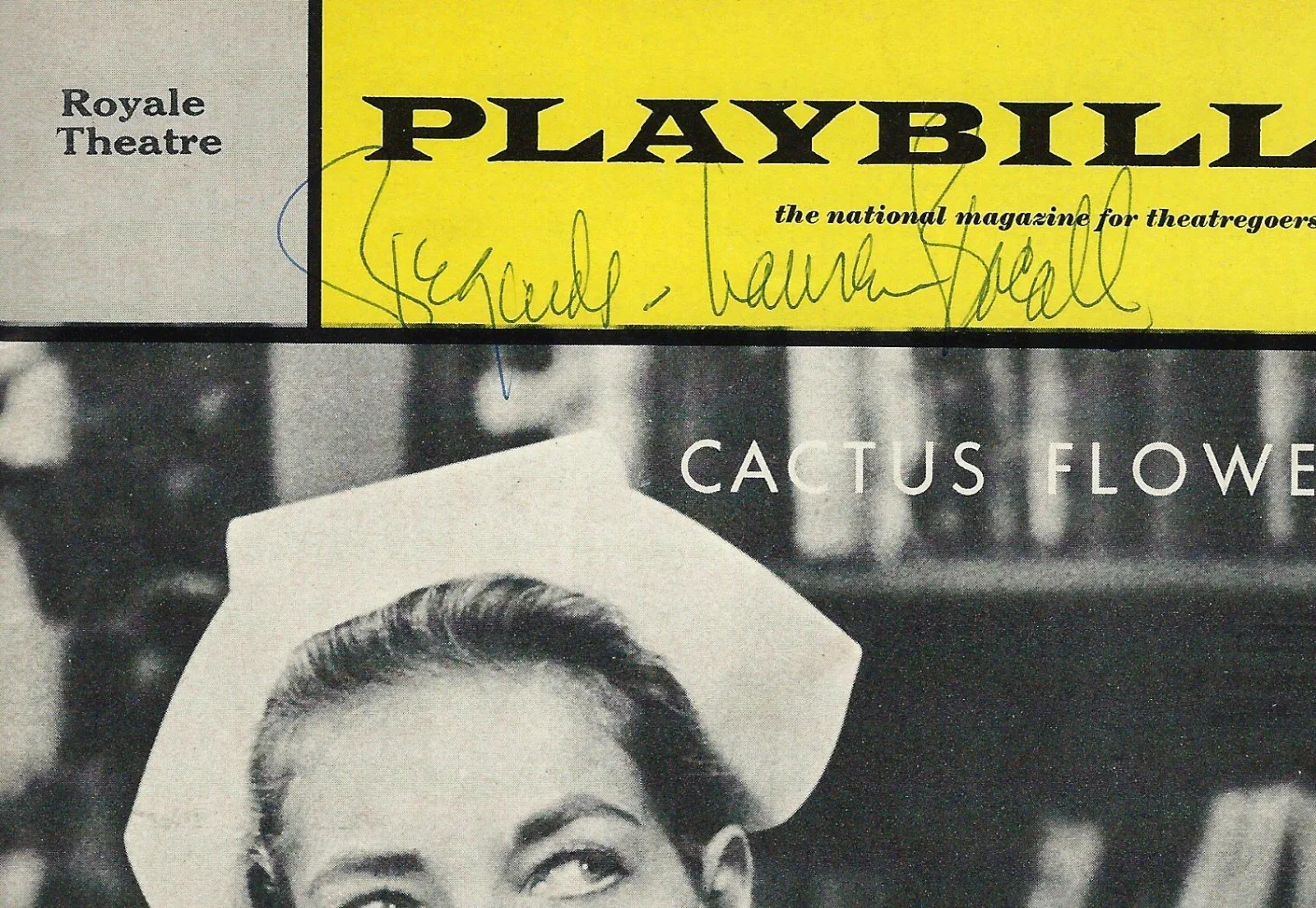 Lauren Bacall — Lauren Bacall signed Cactus Flower Playbill 1966 - Rare - Mint, image 2