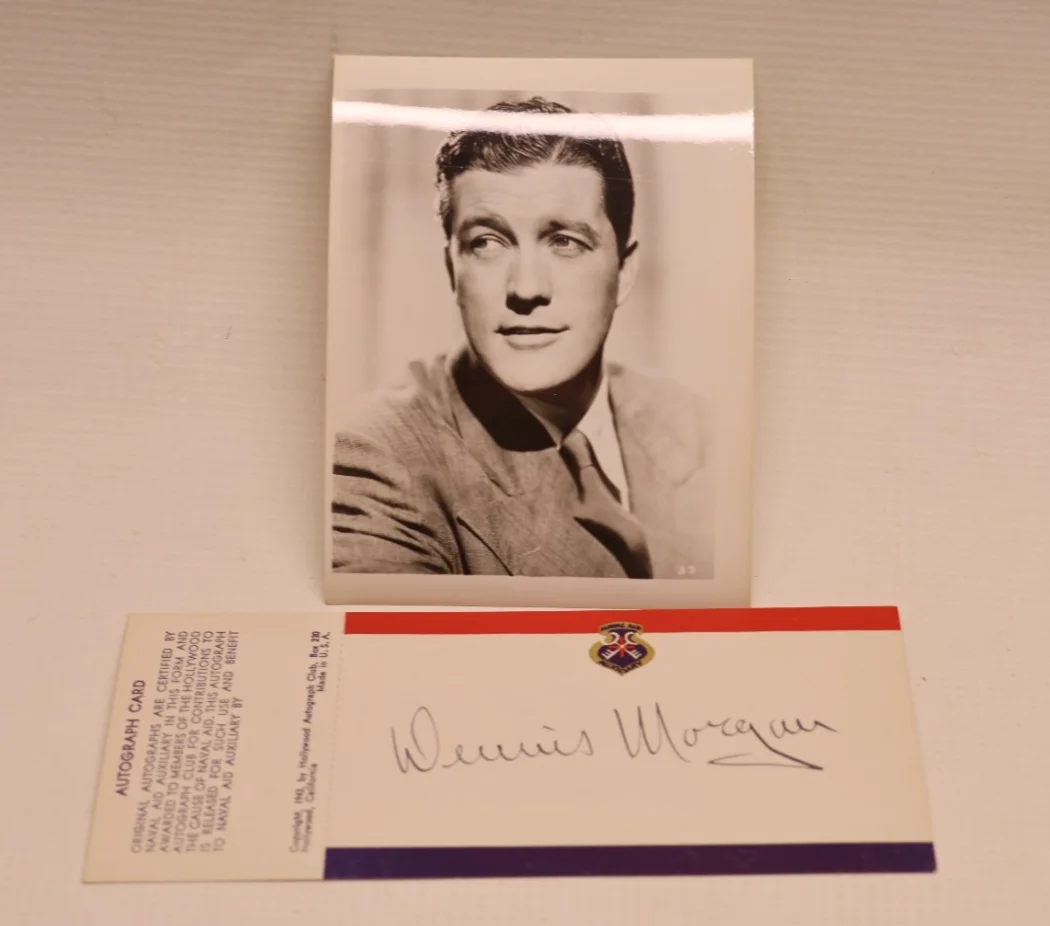Dennis Morgan — WWII Era Dennis Morgan Autograph & Photograph Grouping Naval Aid Auxiliary