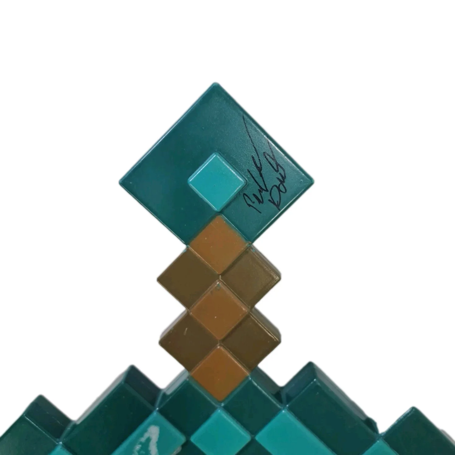 Rare Signed Minecraft Green Sword Toy Replica Developer Patrick Geuder Autograph, image 2