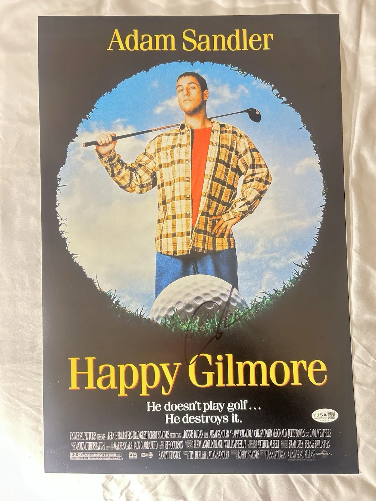 Adam Sandler — Adam Sandler Signed Happy Gilmore 12x18 Poster Autographed JSA COA, изображение 2