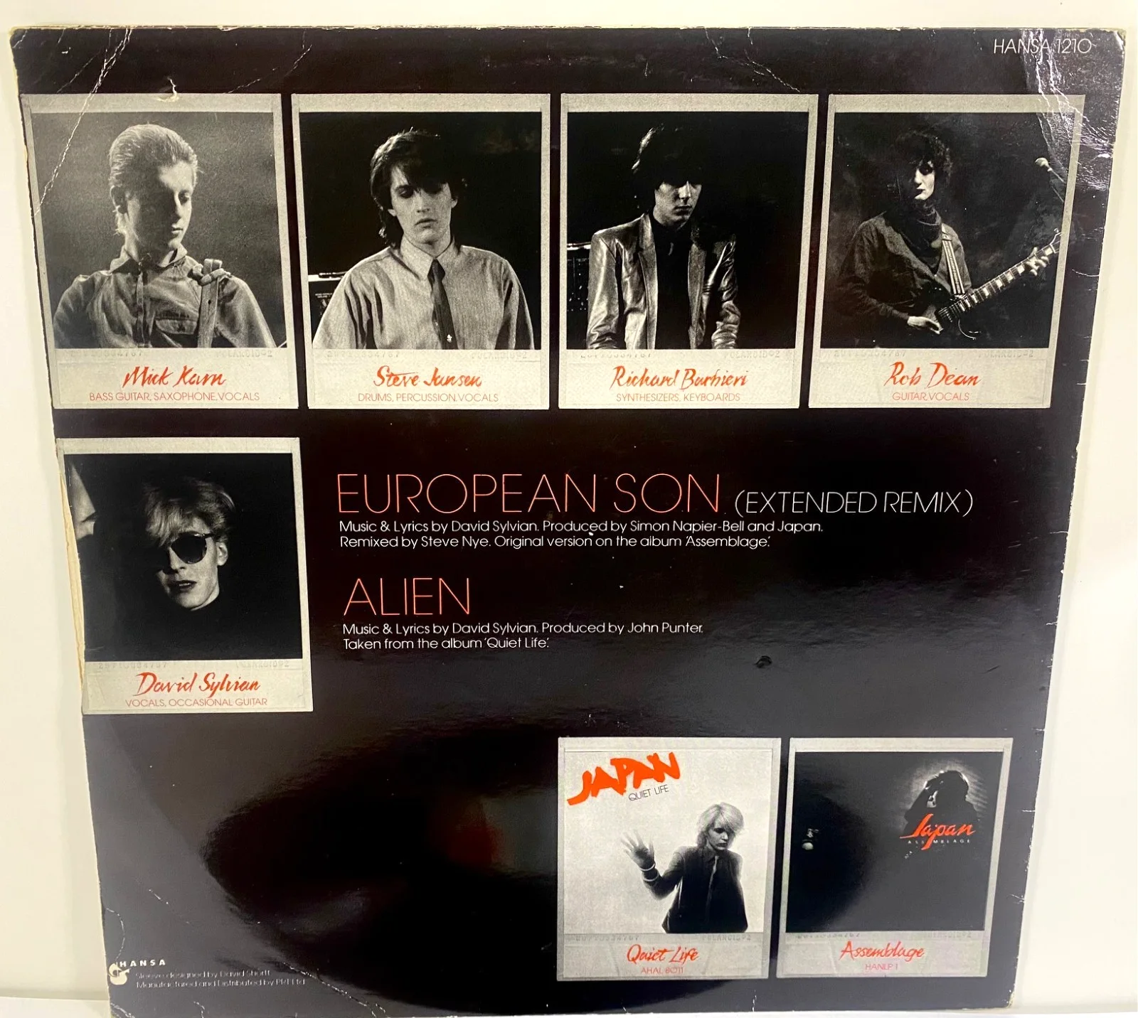 1981 Japan "European Son" 12" LP Single Band Signed By 4 David Sylvian Mick Karn, изображение 4