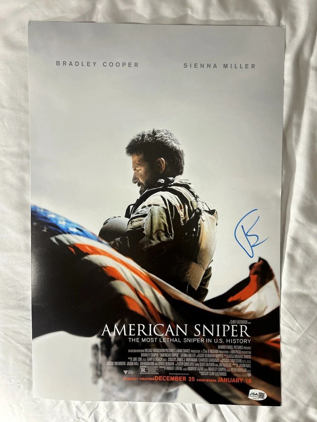 Bradley Cooper — Bradley Cooper Signed American Sniper 12x18 Poster Autographed JSA COA, image 2