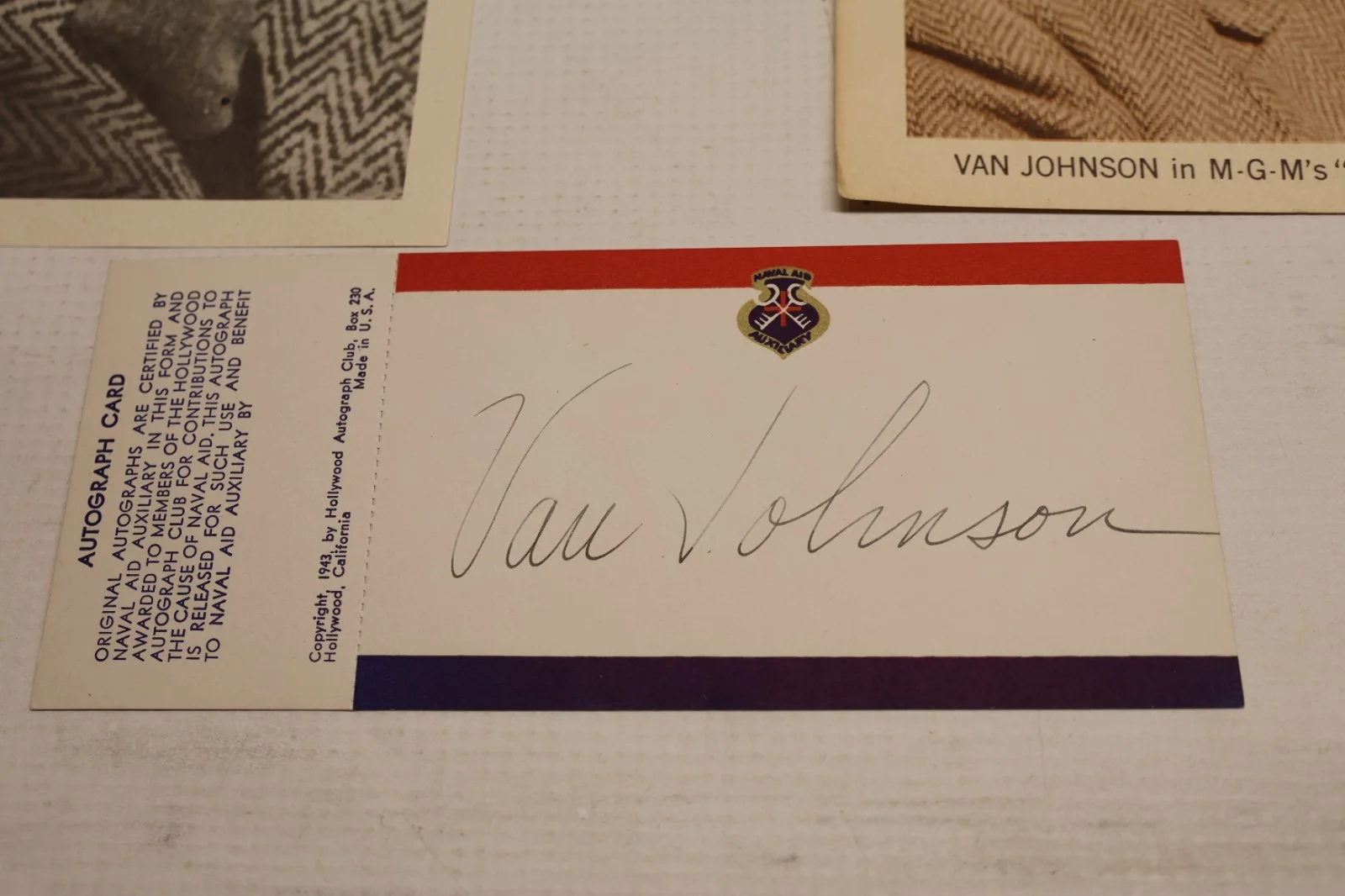 Van Johnson — WWII Era Van Johnson Autograph & Photographs Grouping Naval Aid Auxiliary, изображение 2