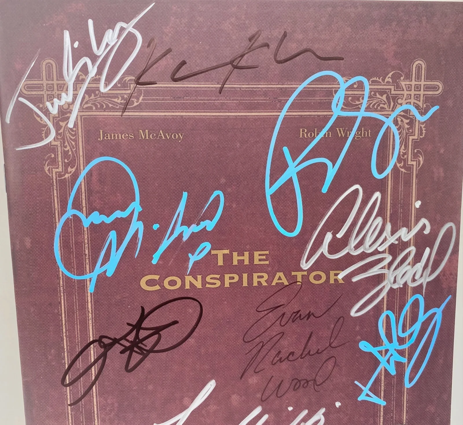 Cast — 2010 The Conspirator Cast Signed By 12 Robert Redford Robin Wright James McAvoy, изображение 3