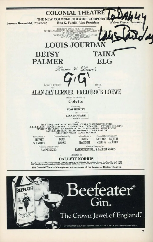Louis Jourdan — Louis Jourdan- Signed Colonial Theatre Playbill from "GiGi", изображение 2
