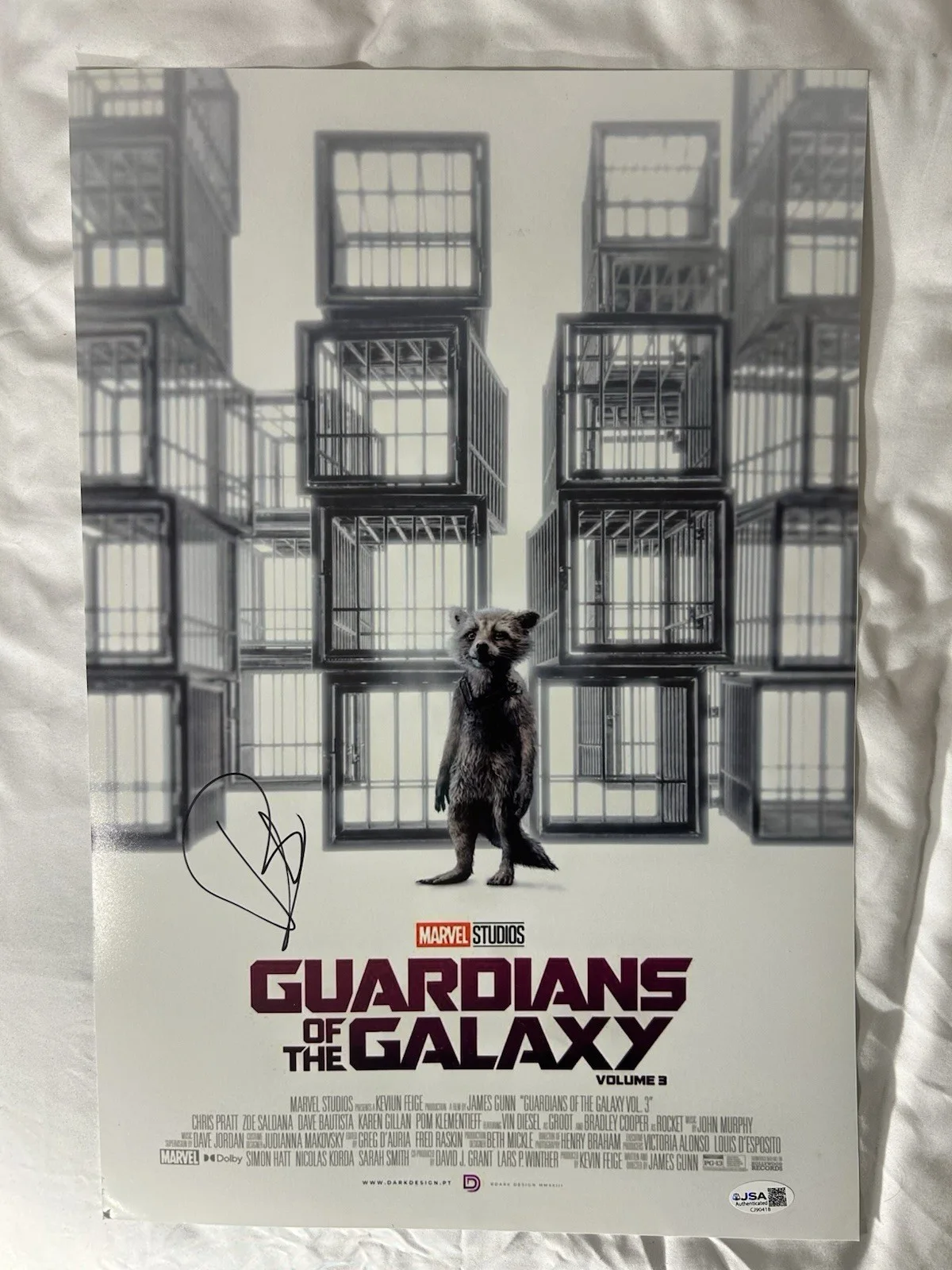 Bradley Cooper — Bradley Cooper Signed Guardians Of The Galaxy 12x18 Poster Autographed JSA COA, image 2