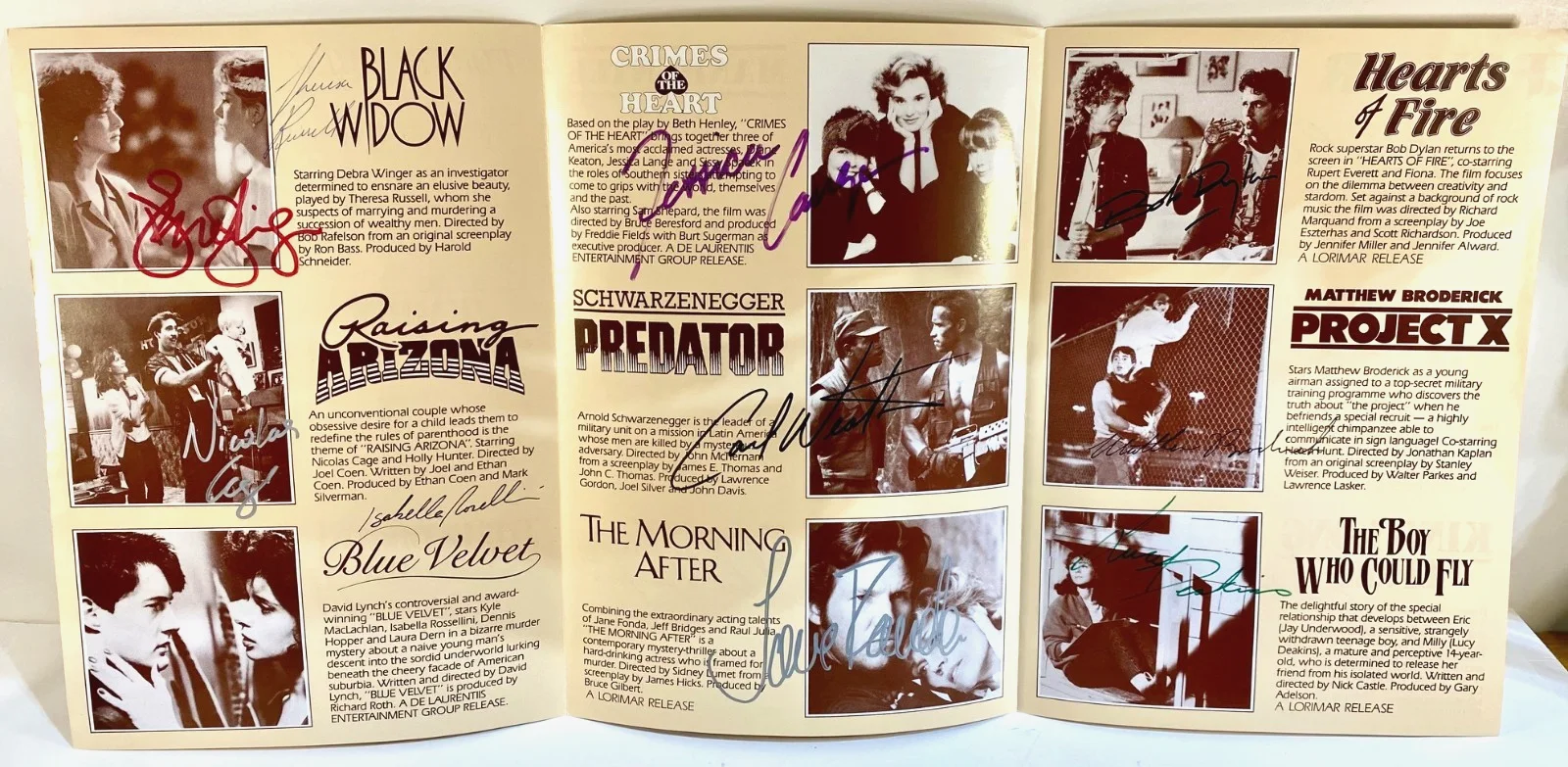 Cast — 1986 20th Century Fox Upcoming Attractions Signed By 18 Bob Dylan Nicolas Cage, image 2