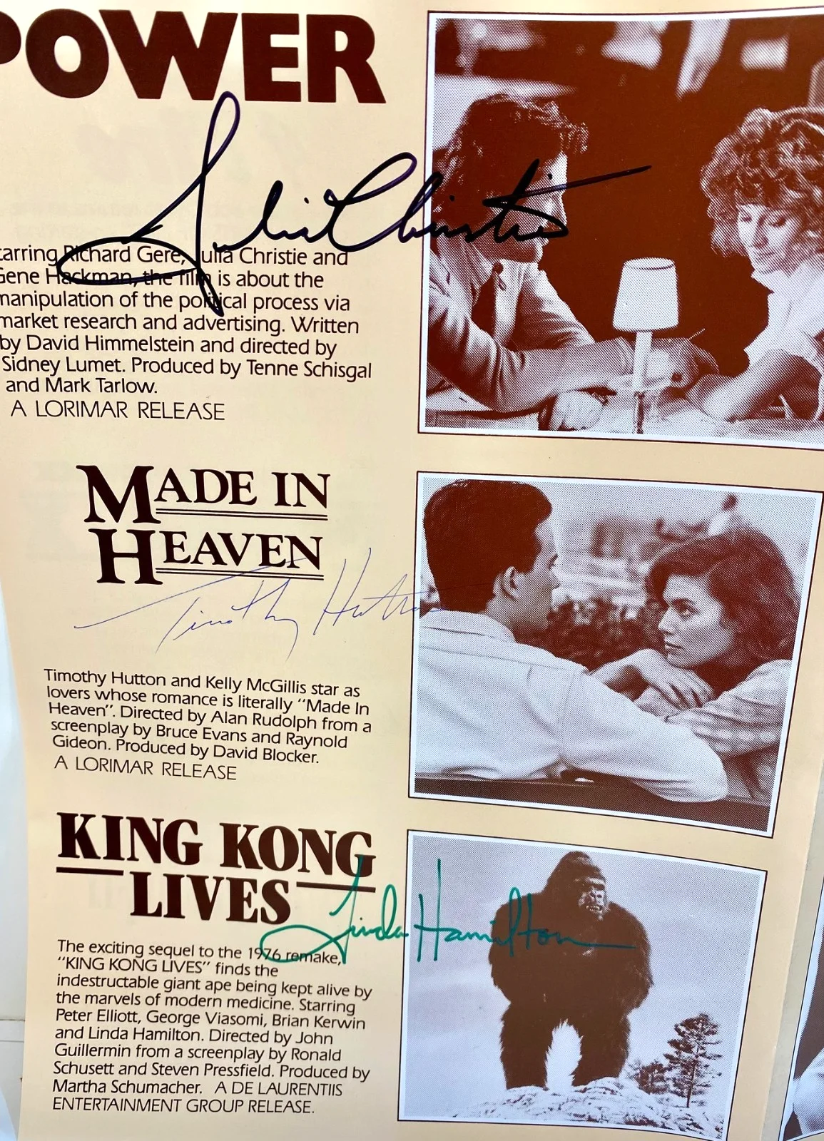 Cast — 1986 20th Century Fox Upcoming Attractions Signed By 18 Bob Dylan Nicolas Cage, image 5