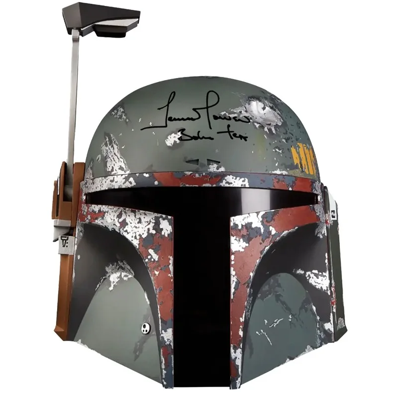 Temuera Morrison — Temuera Morrison Autographed Star Wars Black Series Boba Fett Weathered Helmet