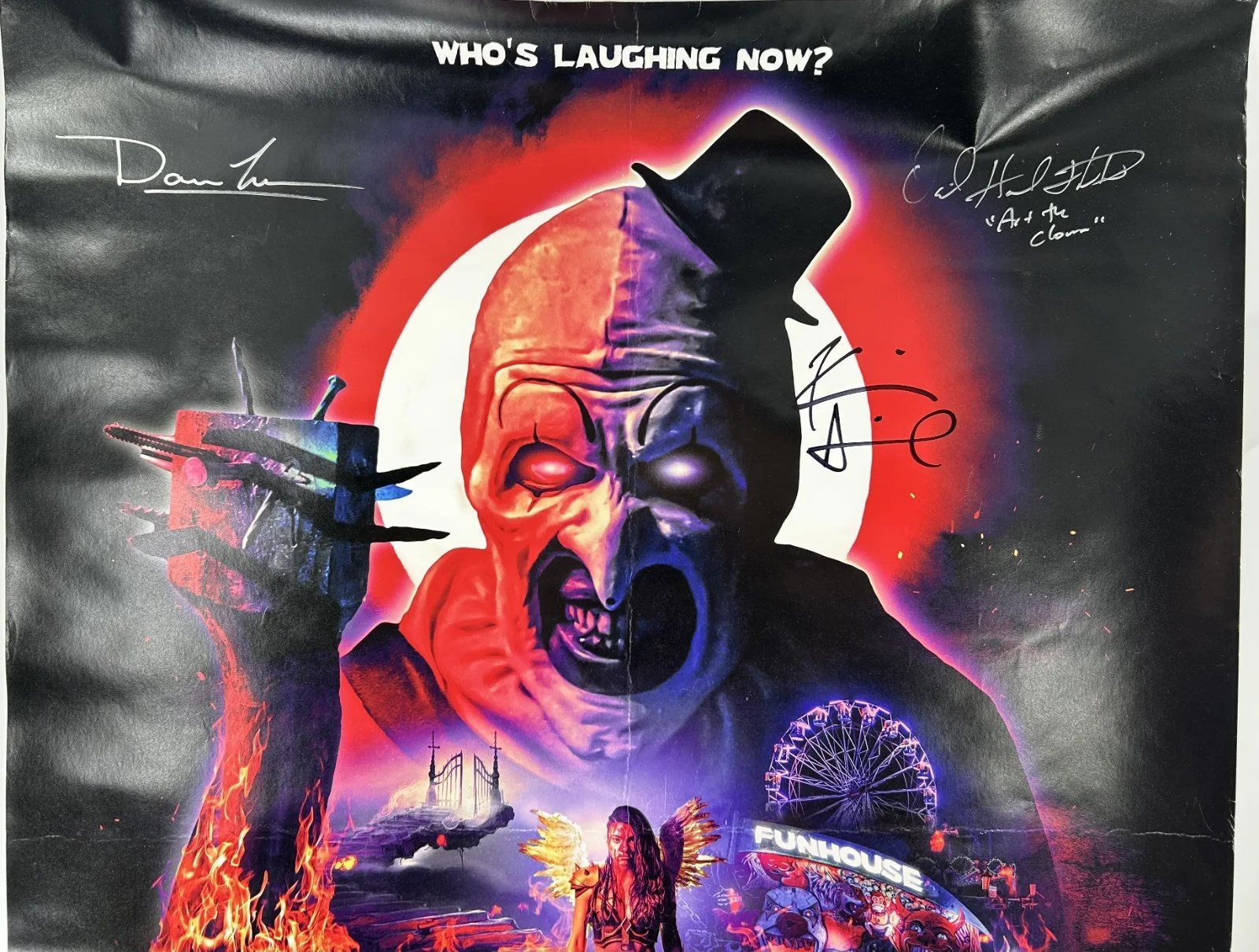David Howard Thornton, Kevin Smith, Damien Lione — Original TERRIFIER 2 Movie Poster Hand Signed by Director, Art the Clown w/ COA, изображение 2