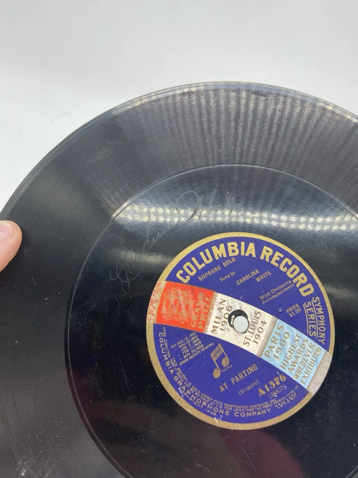 soprano solo carolina white columbia record a1376 inscribed signed, изображение 2