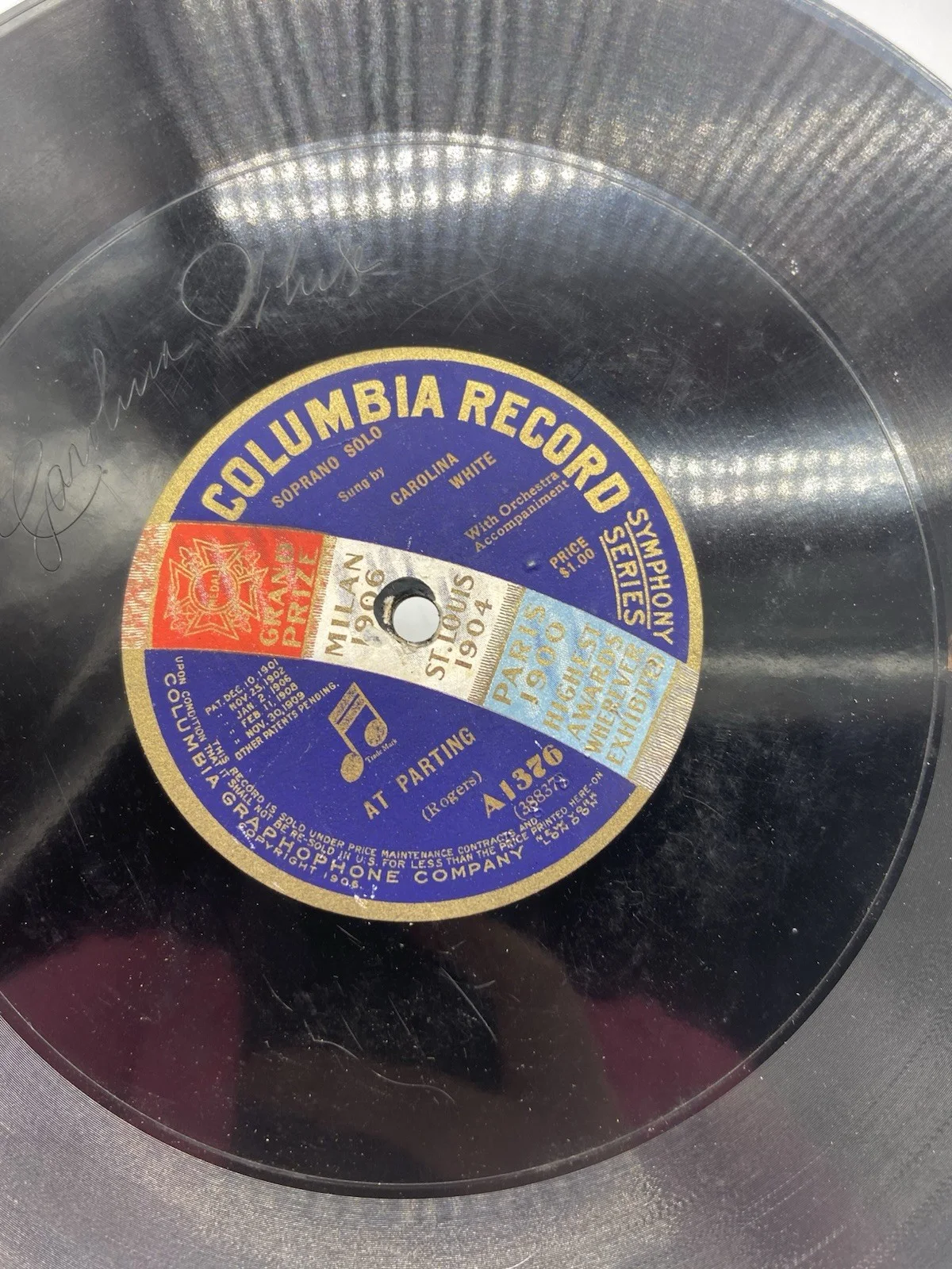 soprano solo carolina white columbia record a1376 inscribed signed, изображение 4