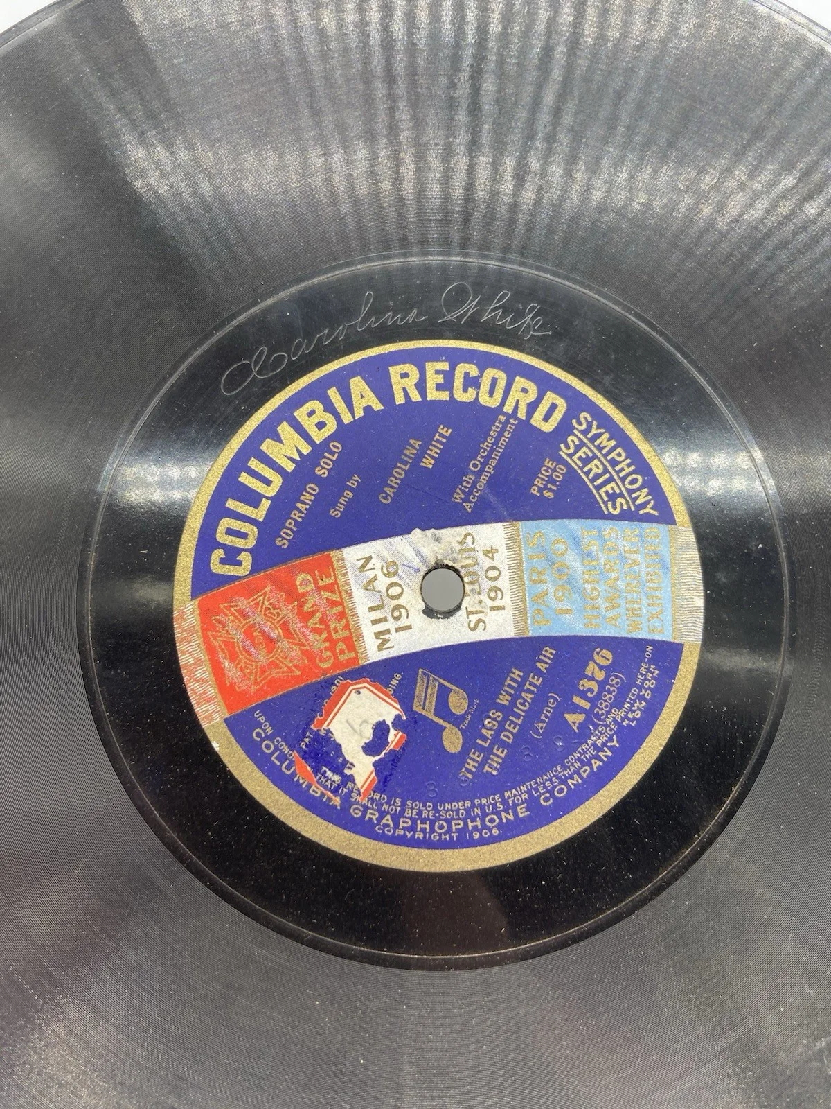 soprano solo carolina white columbia record a1376 inscribed signed, изображение 5