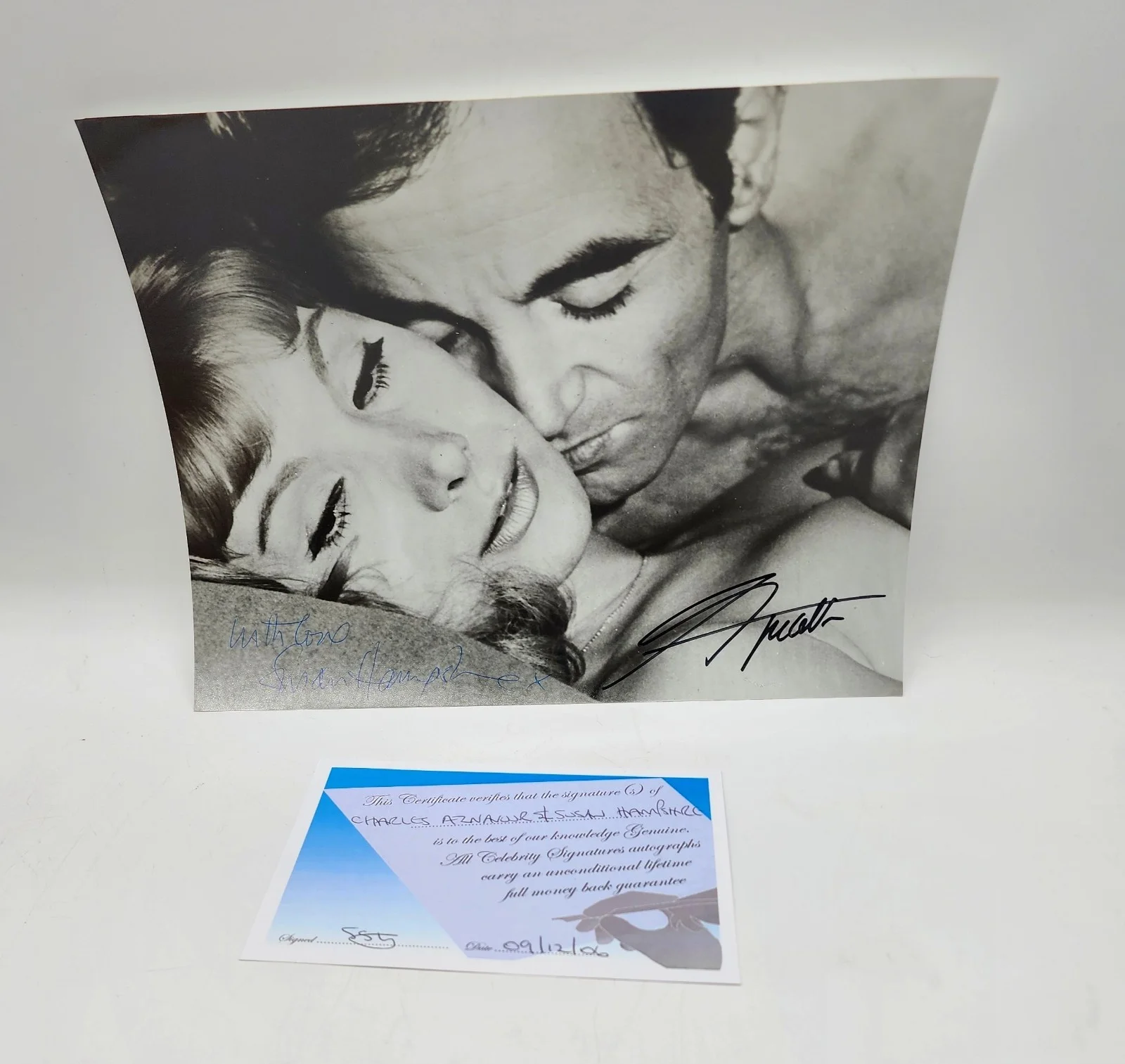 susan Hampshire & Charles Aznavour — Susan Hampshire & Charles Aznavour 10 X 8 Autographed Photo COA And Receipt
