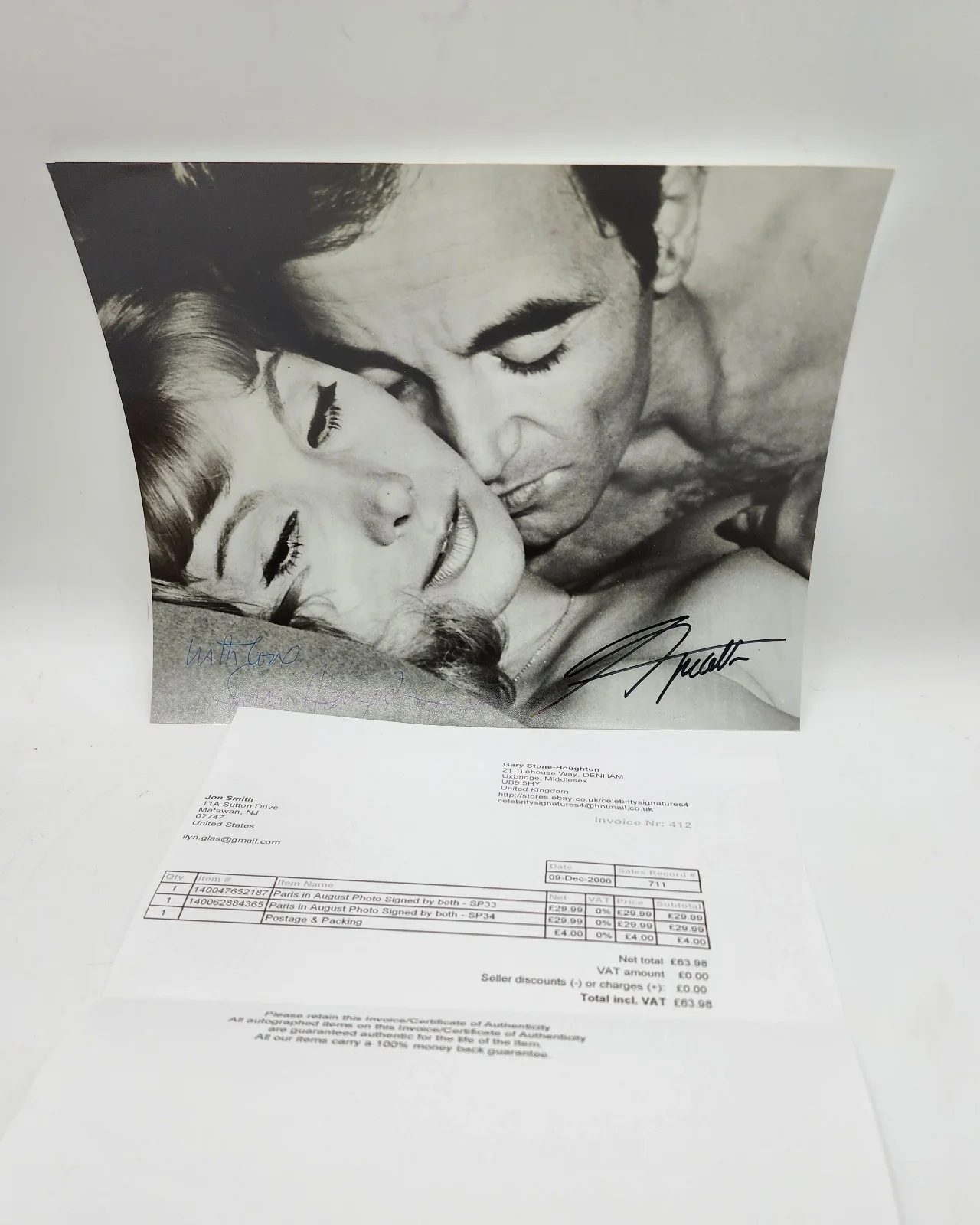 susan Hampshire, Charles Aznavour — Susan Hampshire & Charles Aznavour 10 X 8 Autographed Photo COA And Receipt, изображение 3