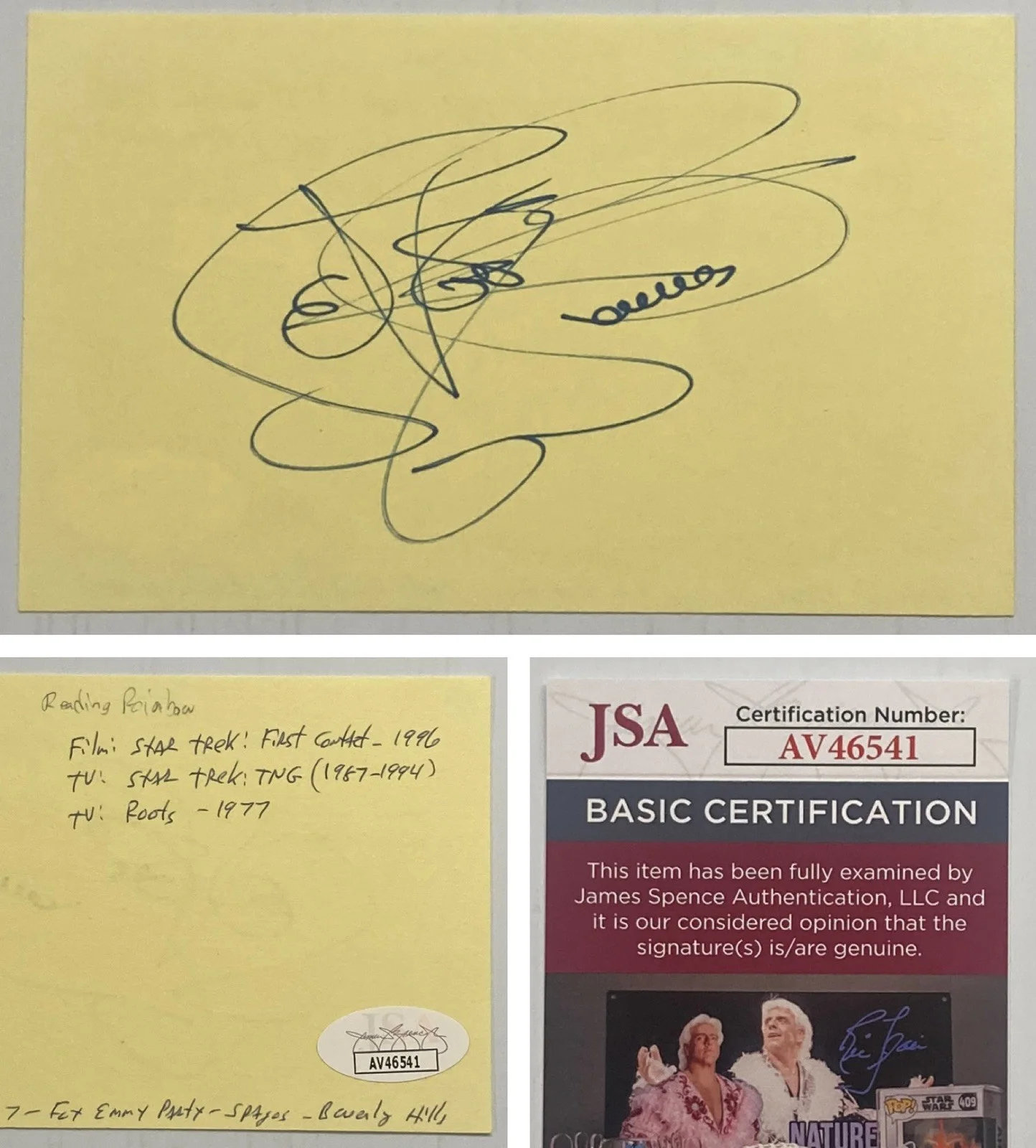 LeVar Burton — Star Trek TNG LeVar Burton Signed Autograph 3x5 Index Card - JSA Cert - FREE S&H