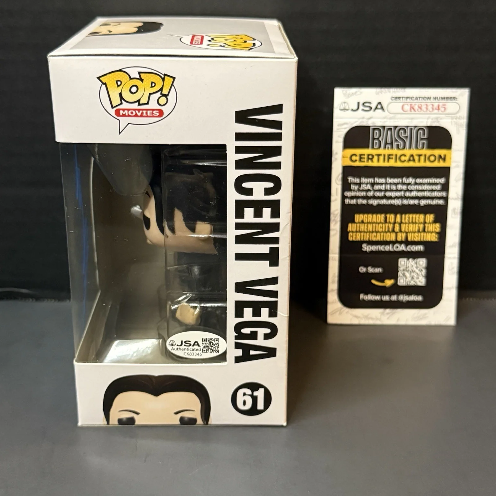 John Travolta — John Travolta Signed Funko Pop Vincent Vega Autographed Pulp Fiction JSA COA, изображение 2
