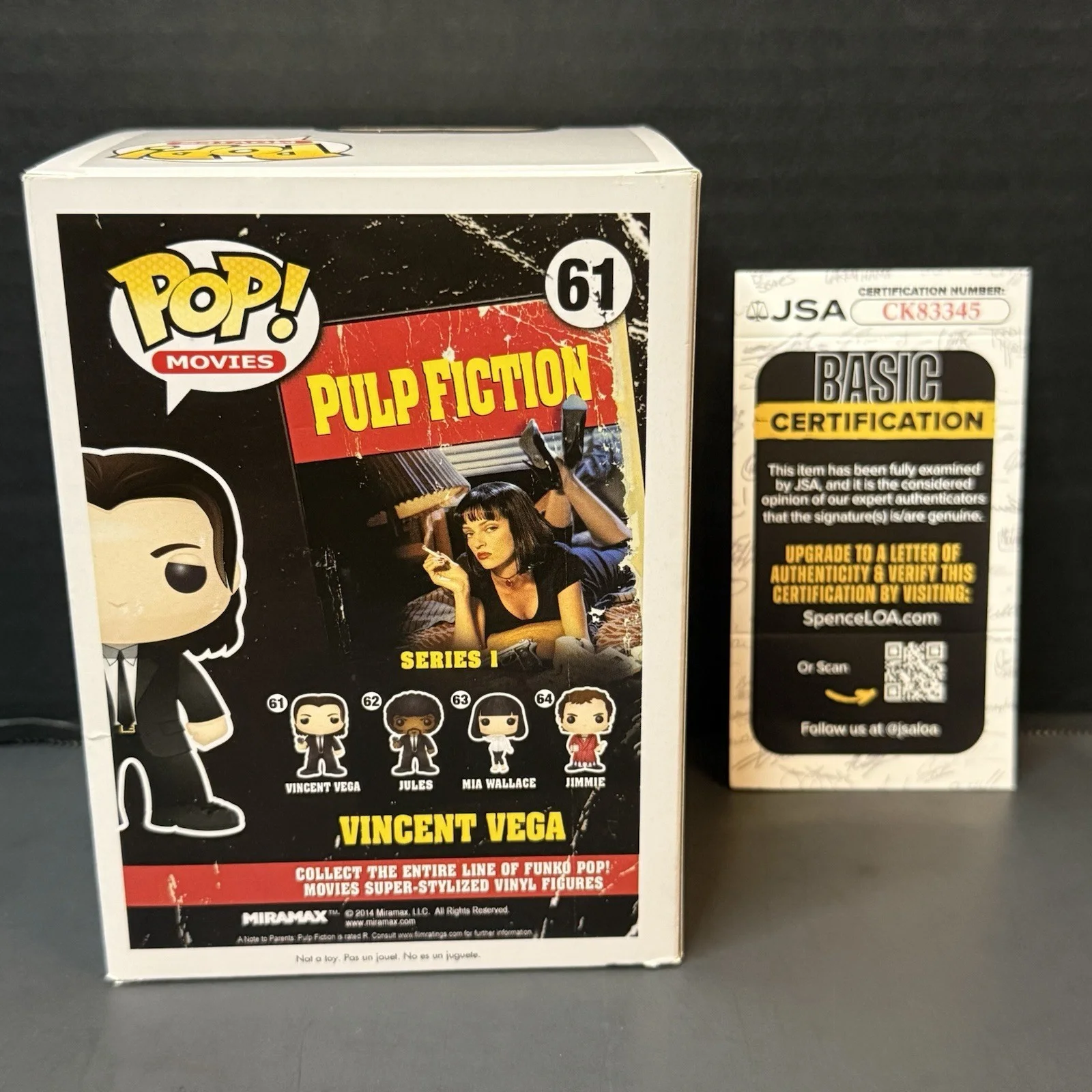 John Travolta — John Travolta Signed Funko Pop Vincent Vega Autographed Pulp Fiction JSA COA, изображение 4
