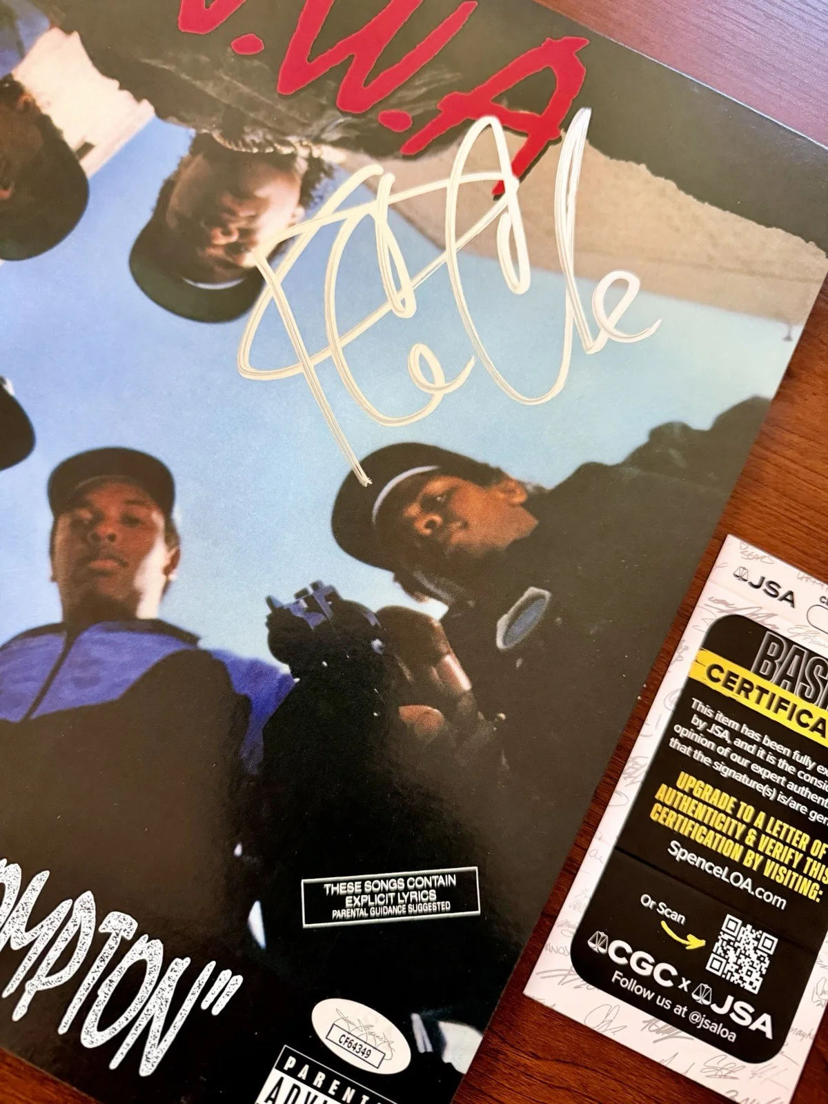 Ice Cube Signed Autographed Straight Outta Compton Vinyl NWA Rapper JSA COA, image 2
