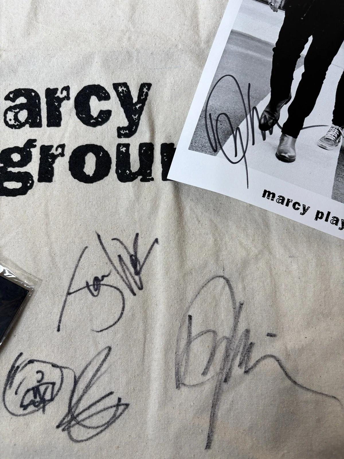Marcy Playground Tote (Signed), Picture (Signed) and Pin Set, image 2