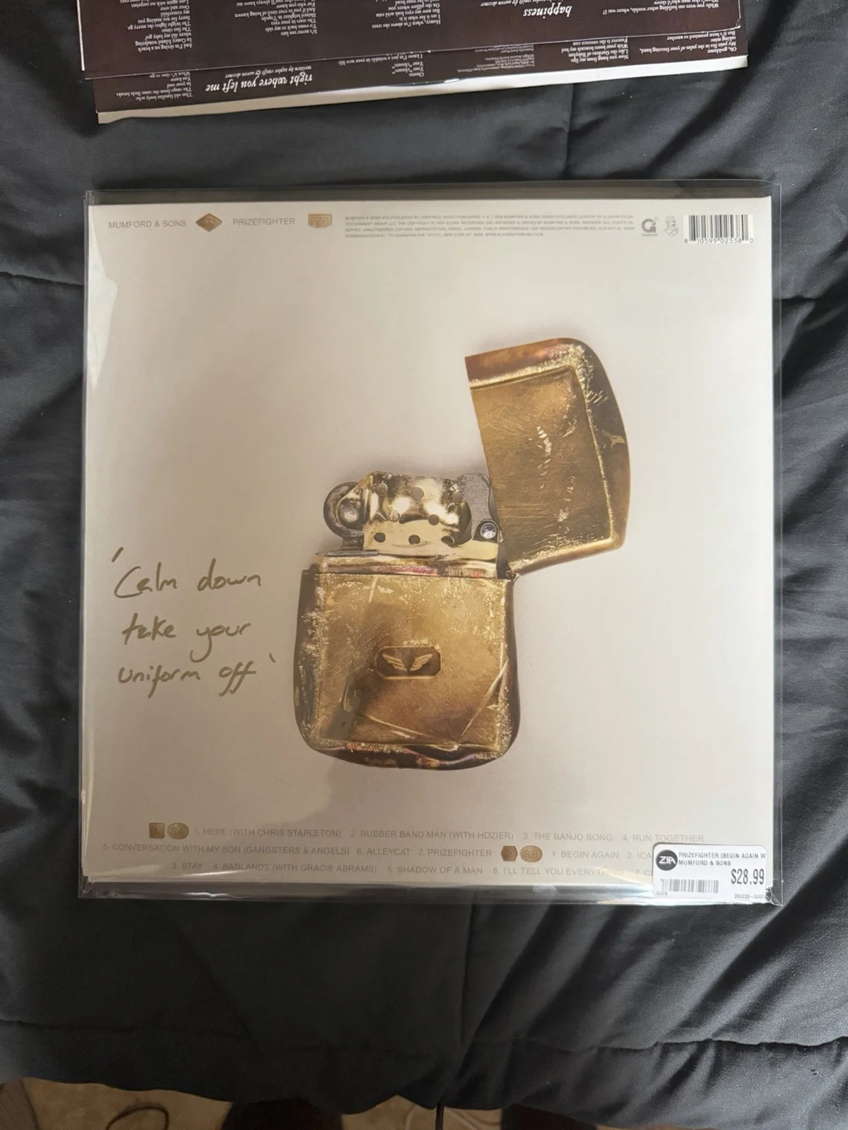 Signed Cover With Lyrics Mumford & Sons- Prizefighter [Indie Exclusive White LP], изображение 2
