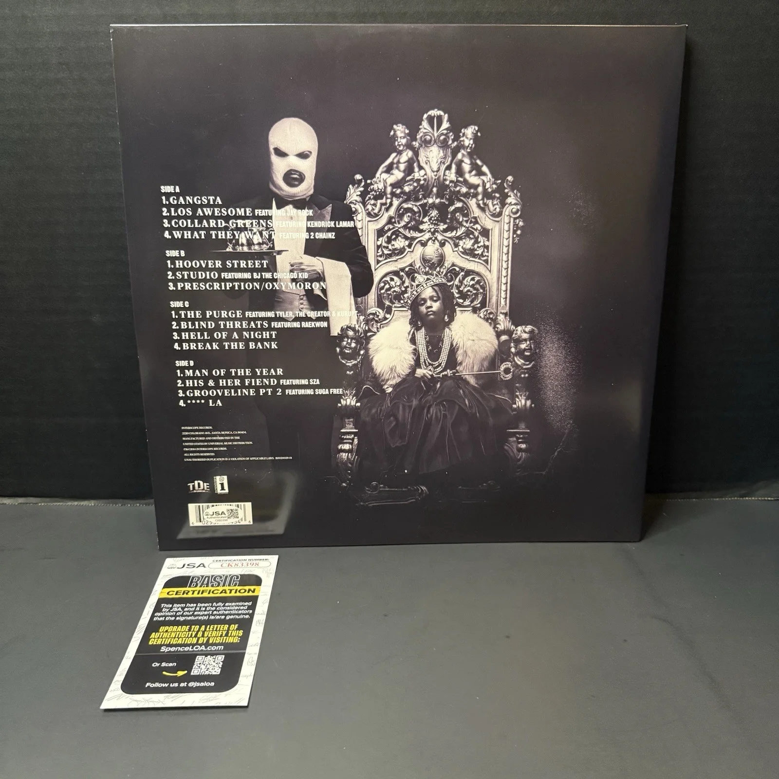 Schoolboy Q Signed OXYMORON Vinyl Autographed Record Collard Greens TDE JSA COA, image 3