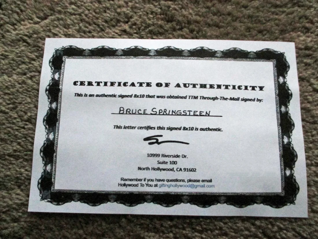 BRUCE SPRINGSTEEN AUTOGRAPHED 8X10, image 3